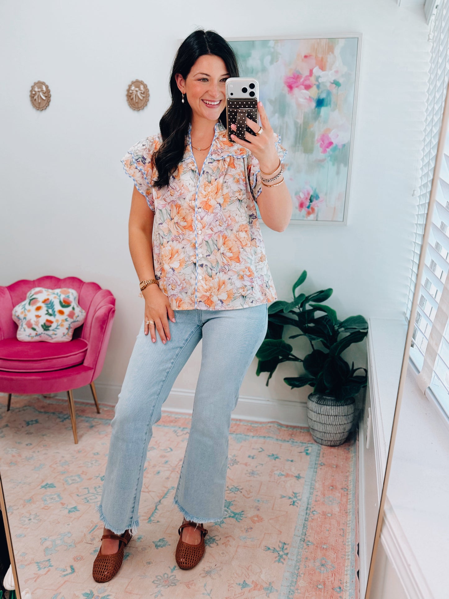 Merritt Floral Button Top
