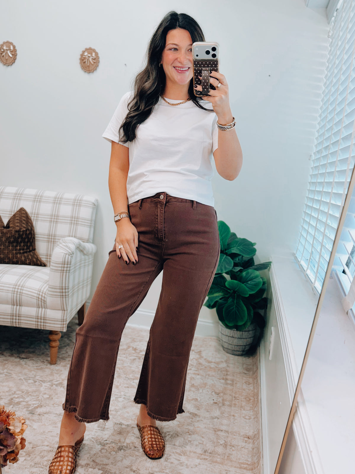 Maisie Espresso Washed Cropped Denim