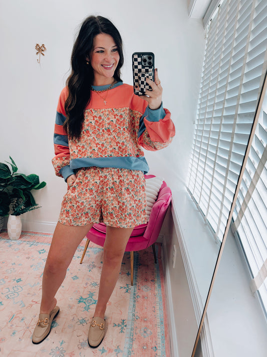 Floral Corduroy Shorts