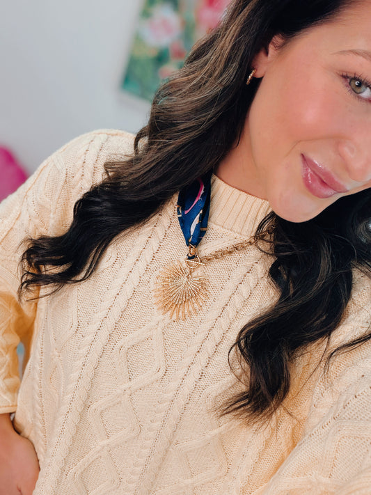 Capri Scarf Combo Necklace - Gold Plated