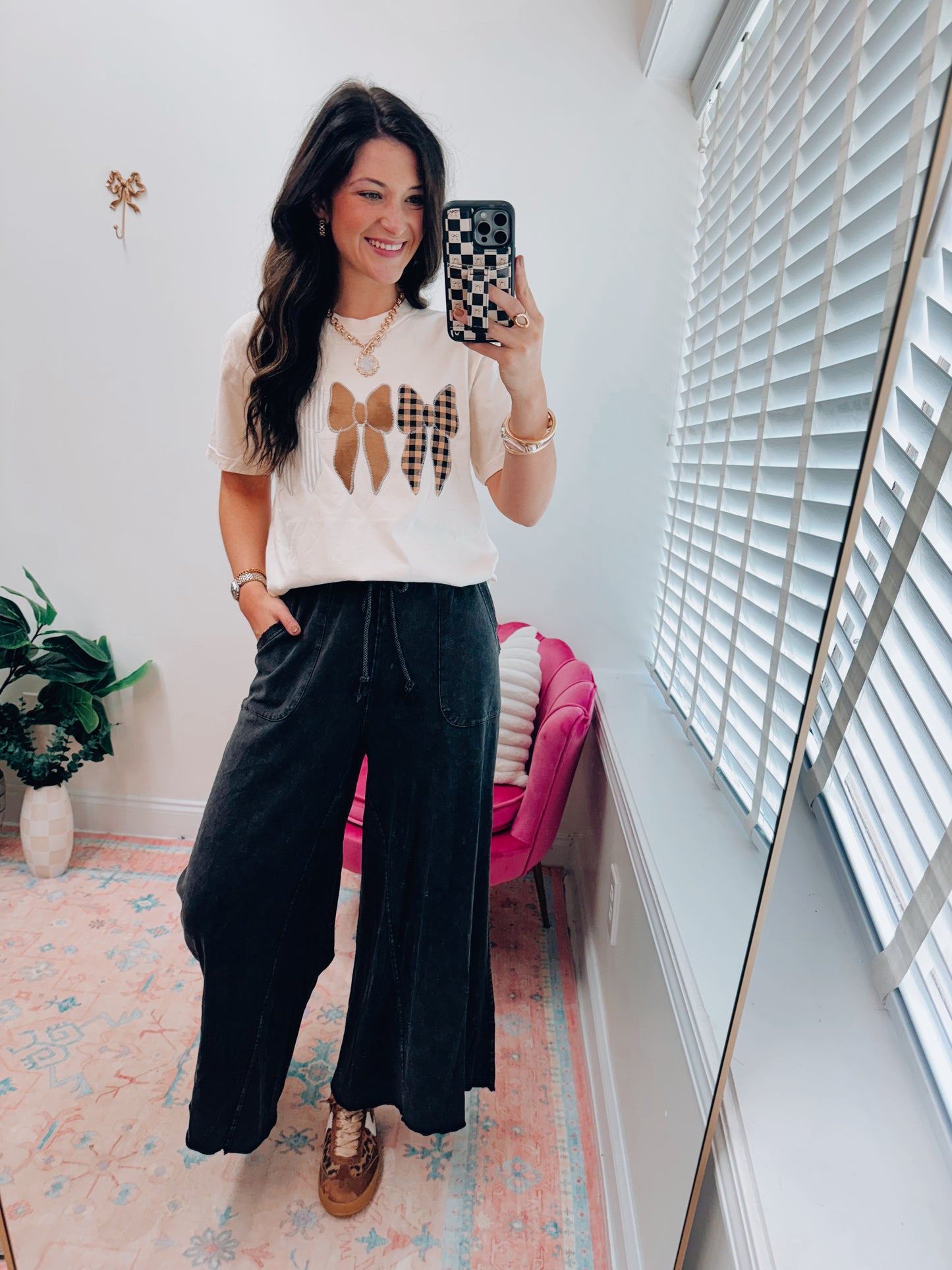 Collins Mineral Wash Wide Leg Pants - Black