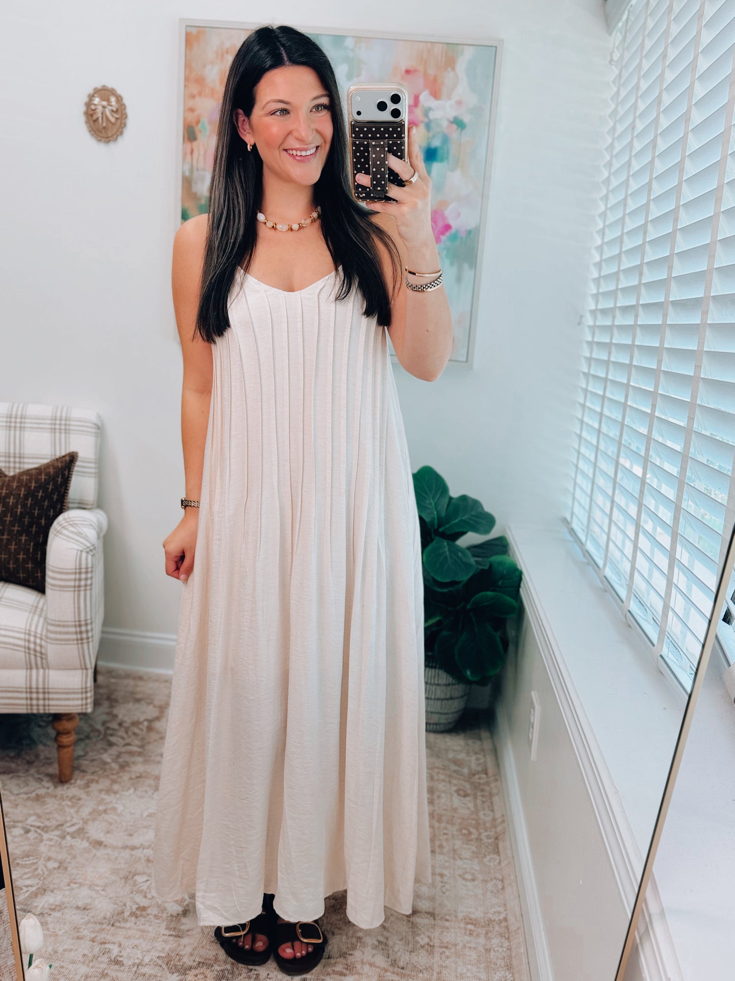 Ember Pleated Maxi Dress - Oatmeal