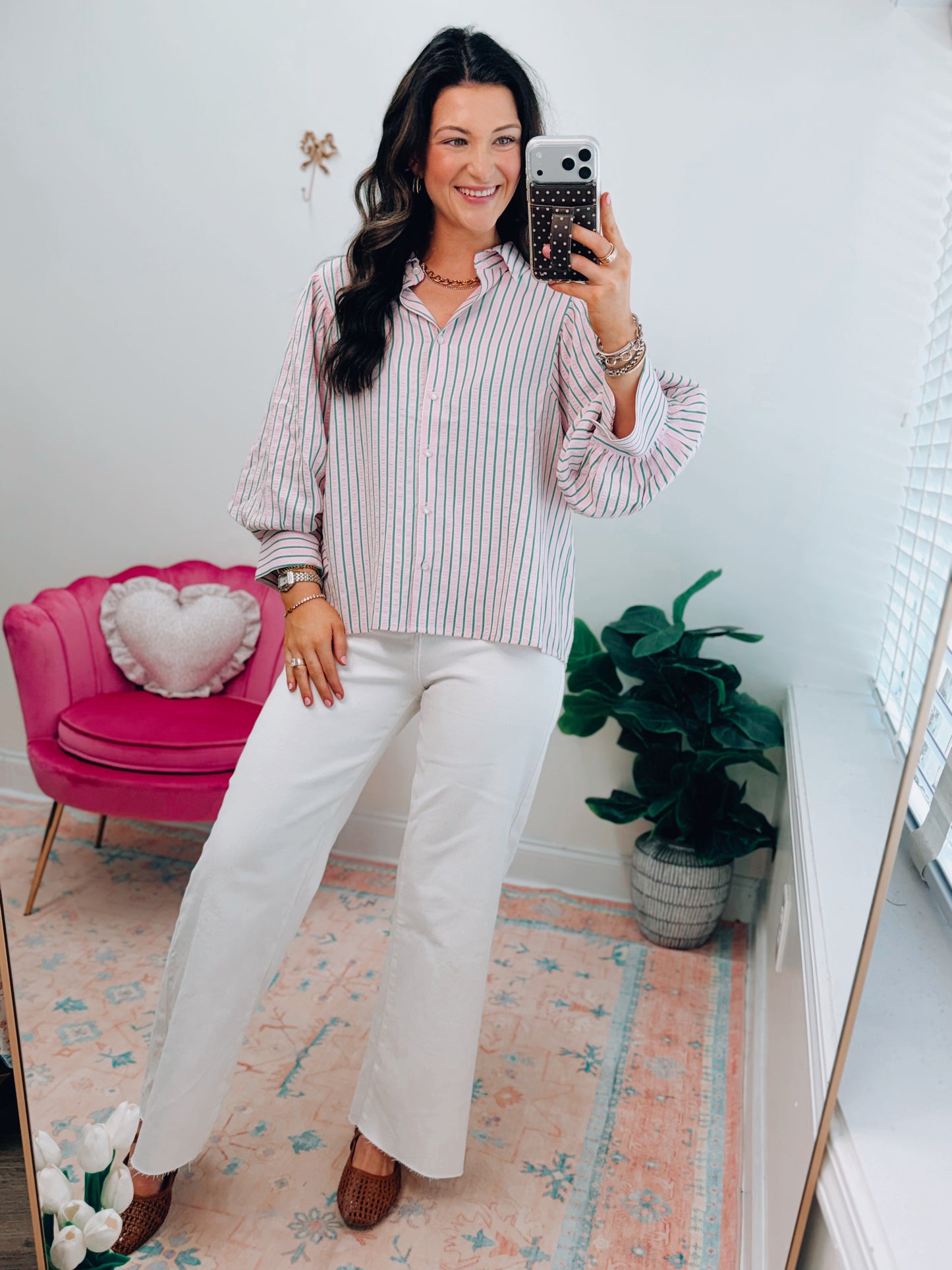 Blakely Pale Pink Stripe Top
