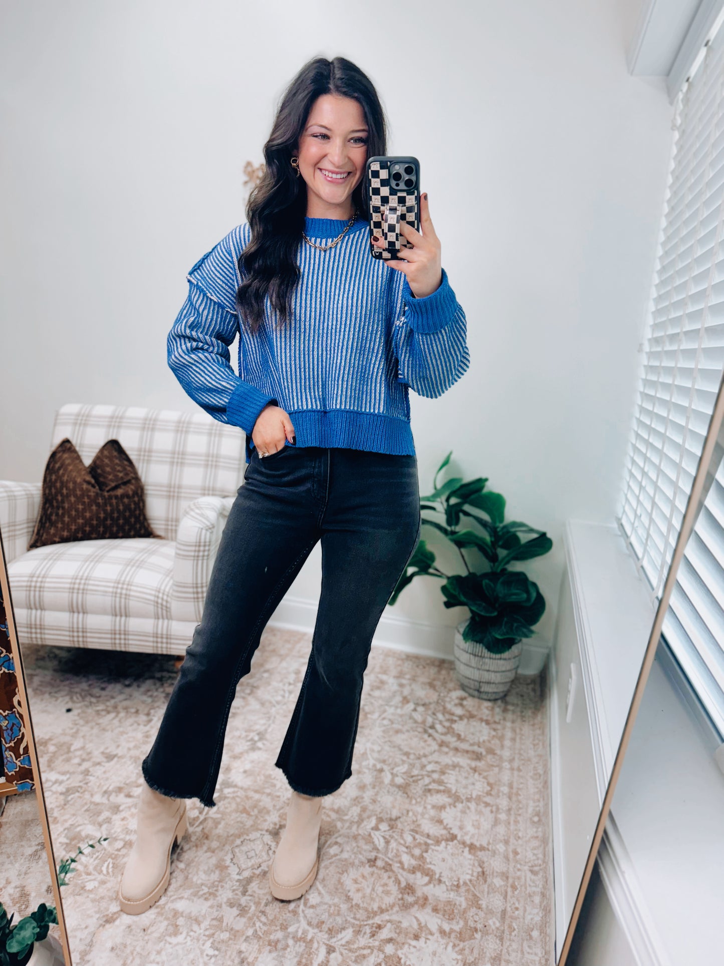 Hayes Two Tone Cobalt Sweater