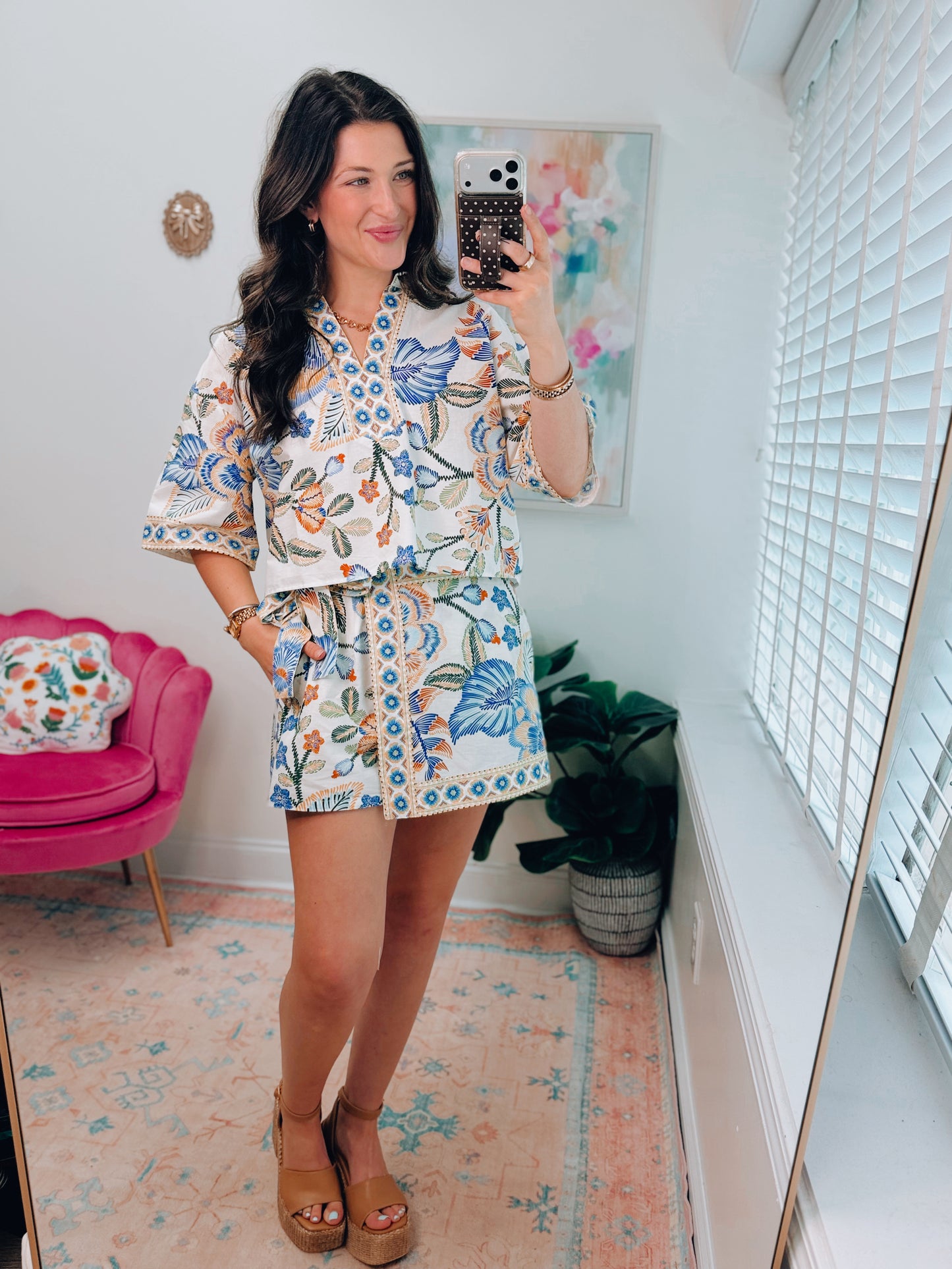 Tropical Escape Skort Set - Blue