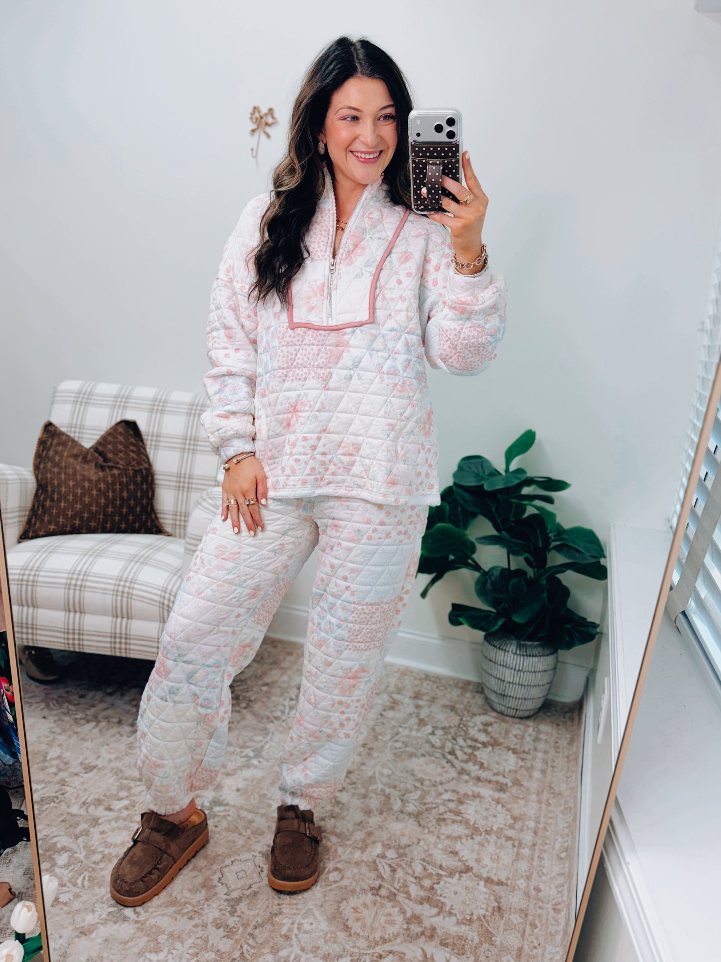 Blushing Bloom Quilted Patchwork Joggers