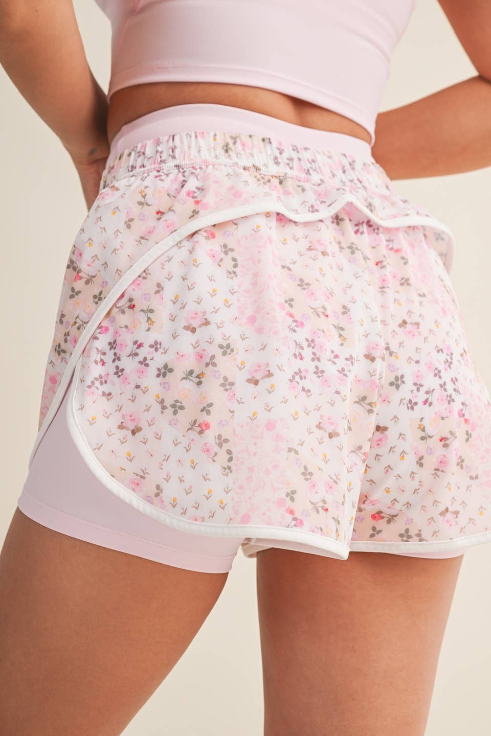 Patchwork Floral Double Layer Shorts