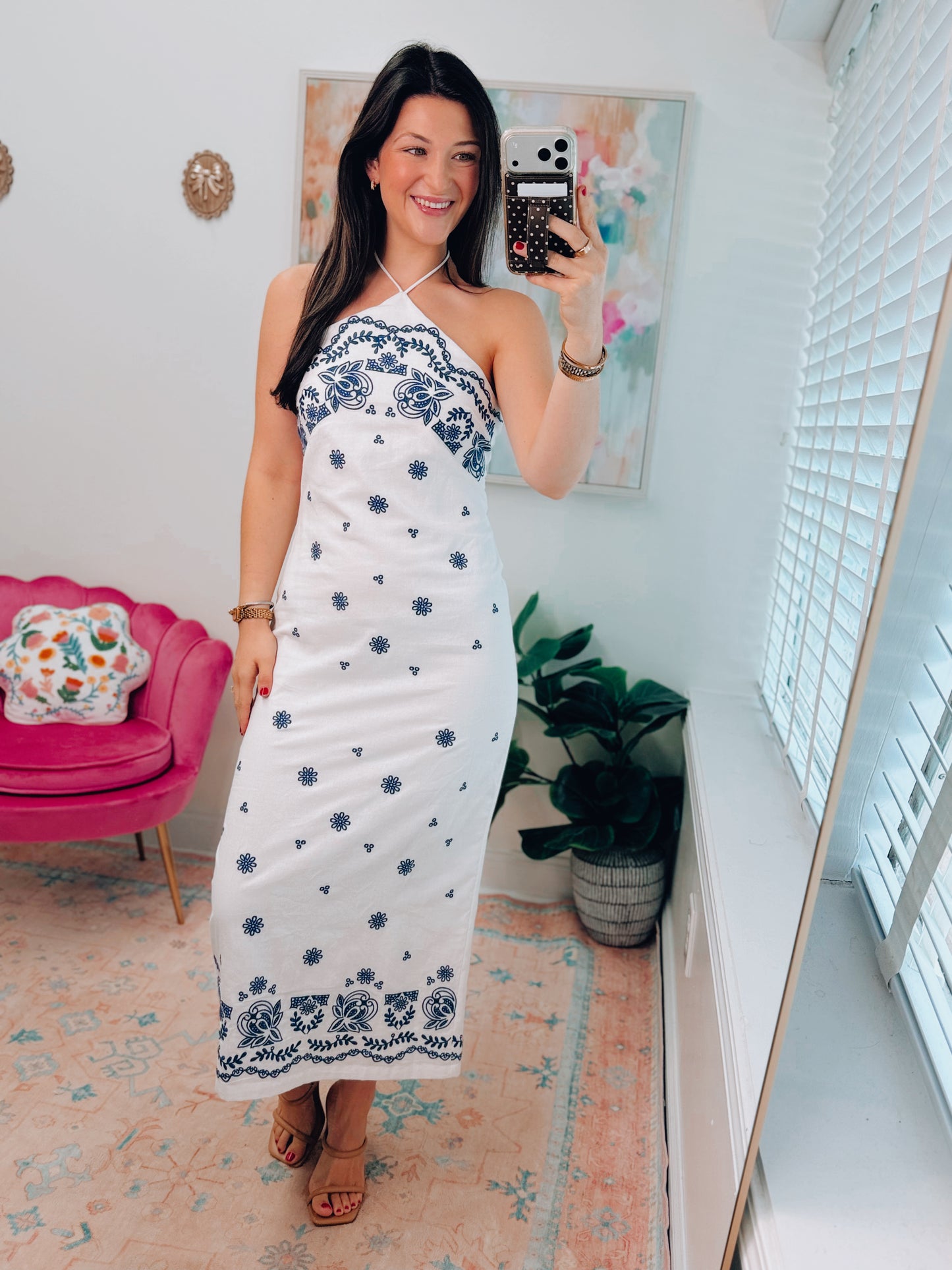 Coast Embroidered Halter Midi Dress