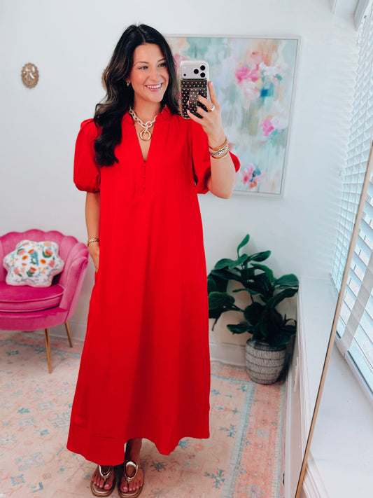 June Red Midi Dress