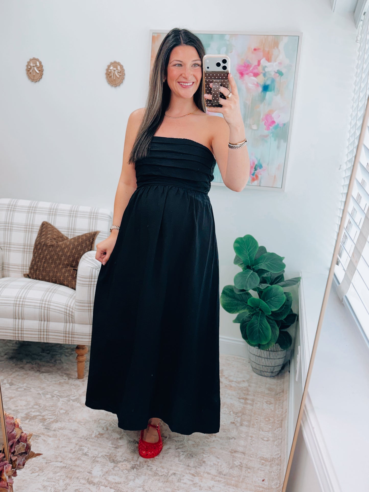 Black Pleated Midi Dress