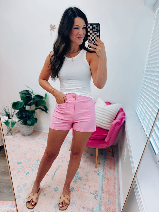 Izzie Front Pockets Shorts - Pink