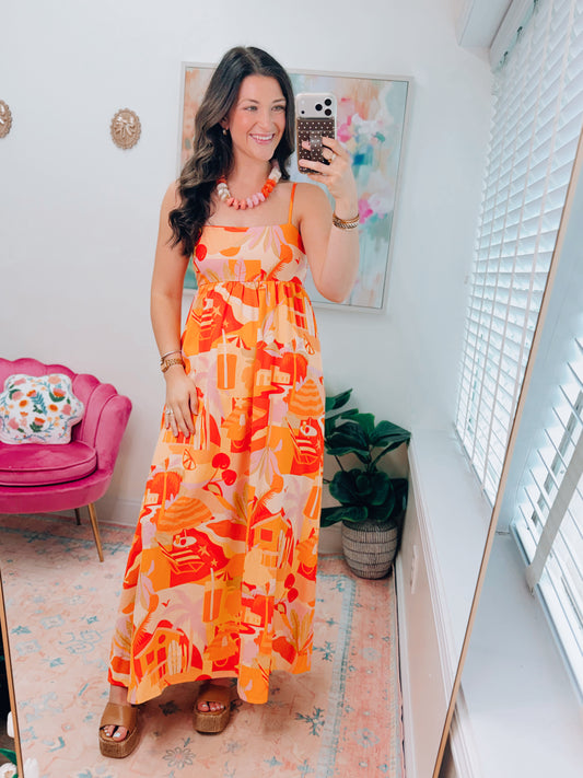 Beachside Bliss Tropical Maxi Dress