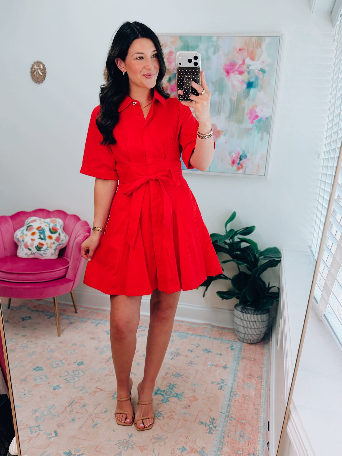 Hollie Red Pleated Mini Dress