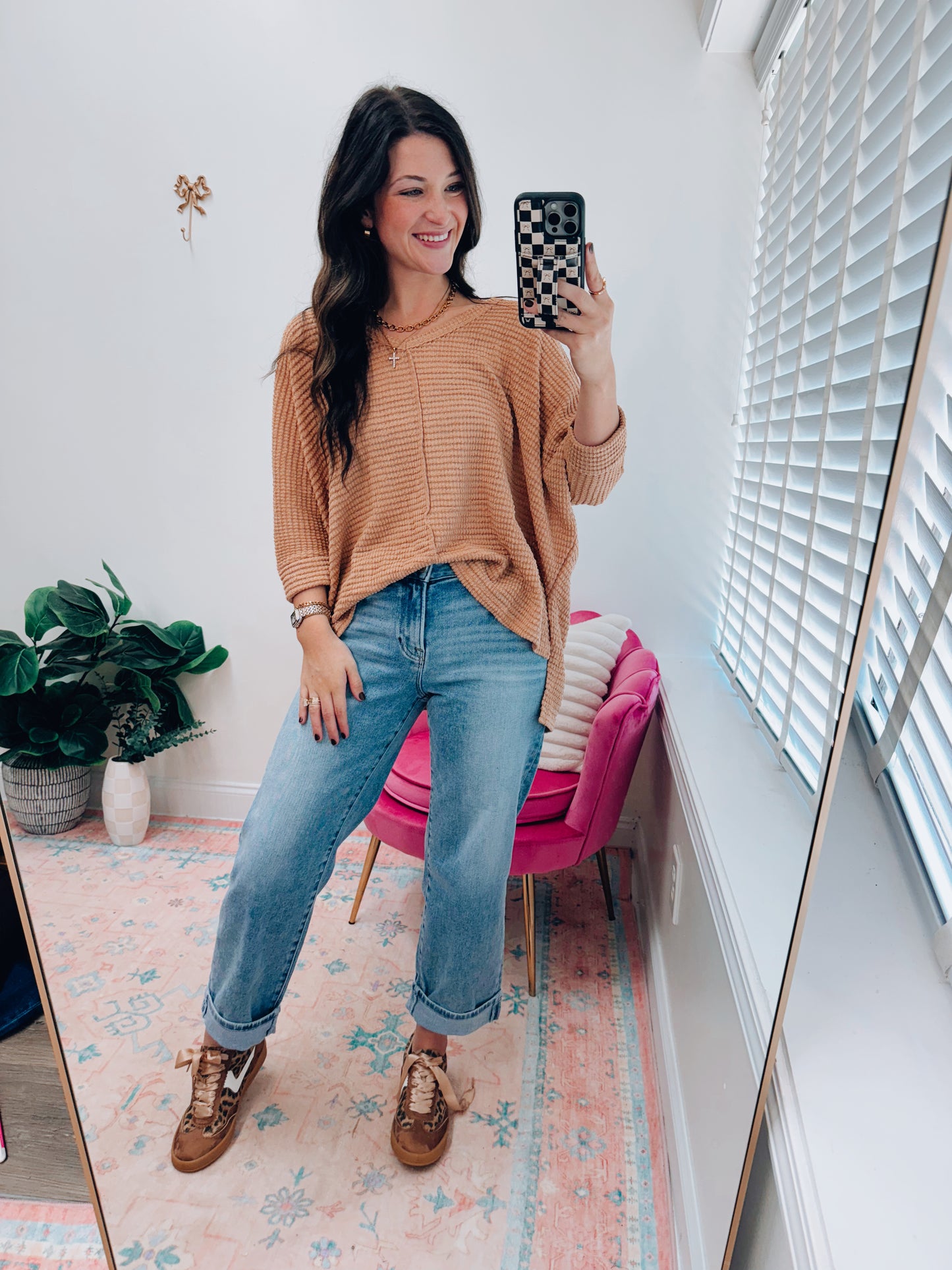 DOORBUSTER Mindi Waffle Knit Top
