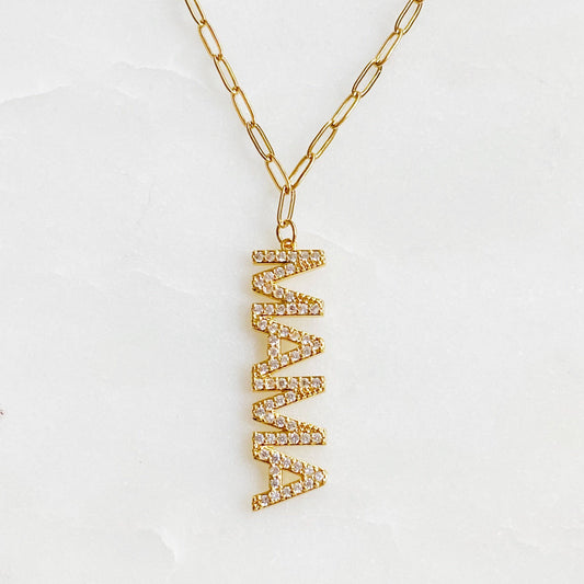 18k Gold Plated Mama Drop Necklace