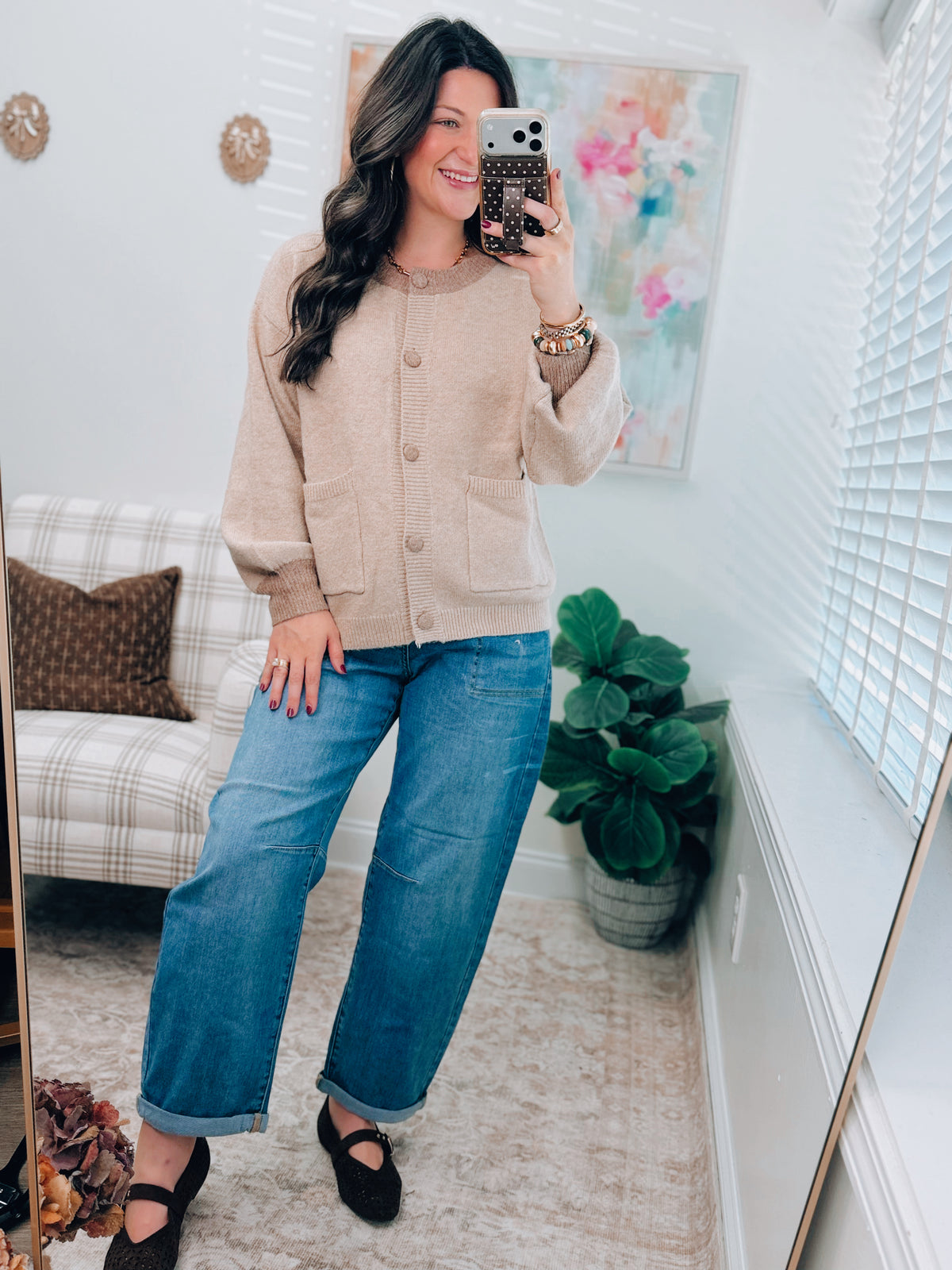 Cozy Contrast Button Cardigan