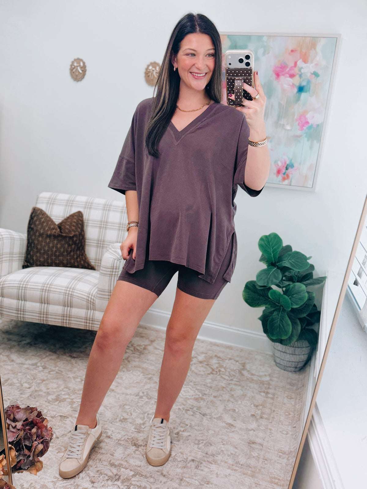 Willow Pima Cotton Biker Set - Coffee Bean
