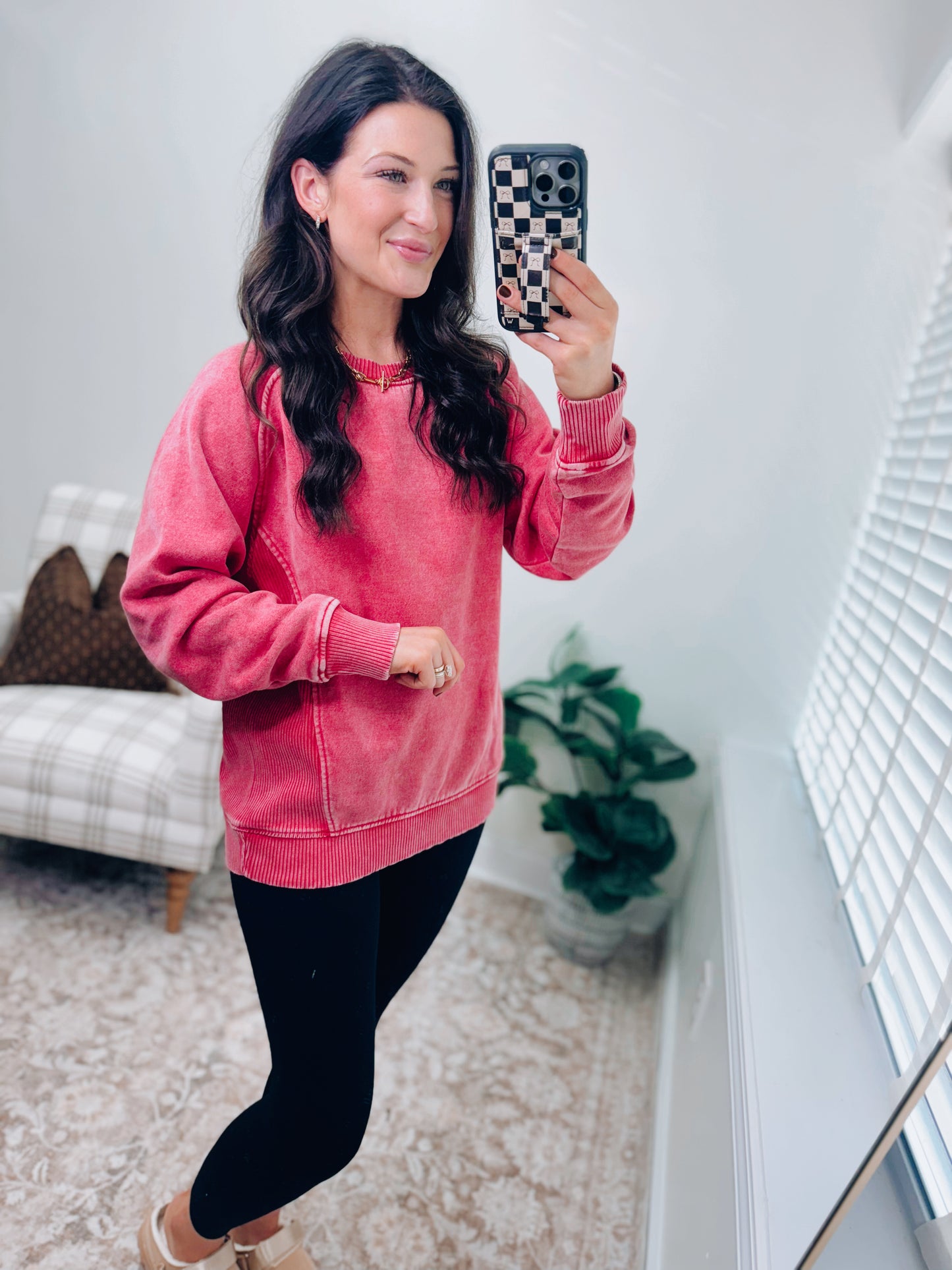 DOORBUSTER Mineral Wash Sweatshirt Crew - Red