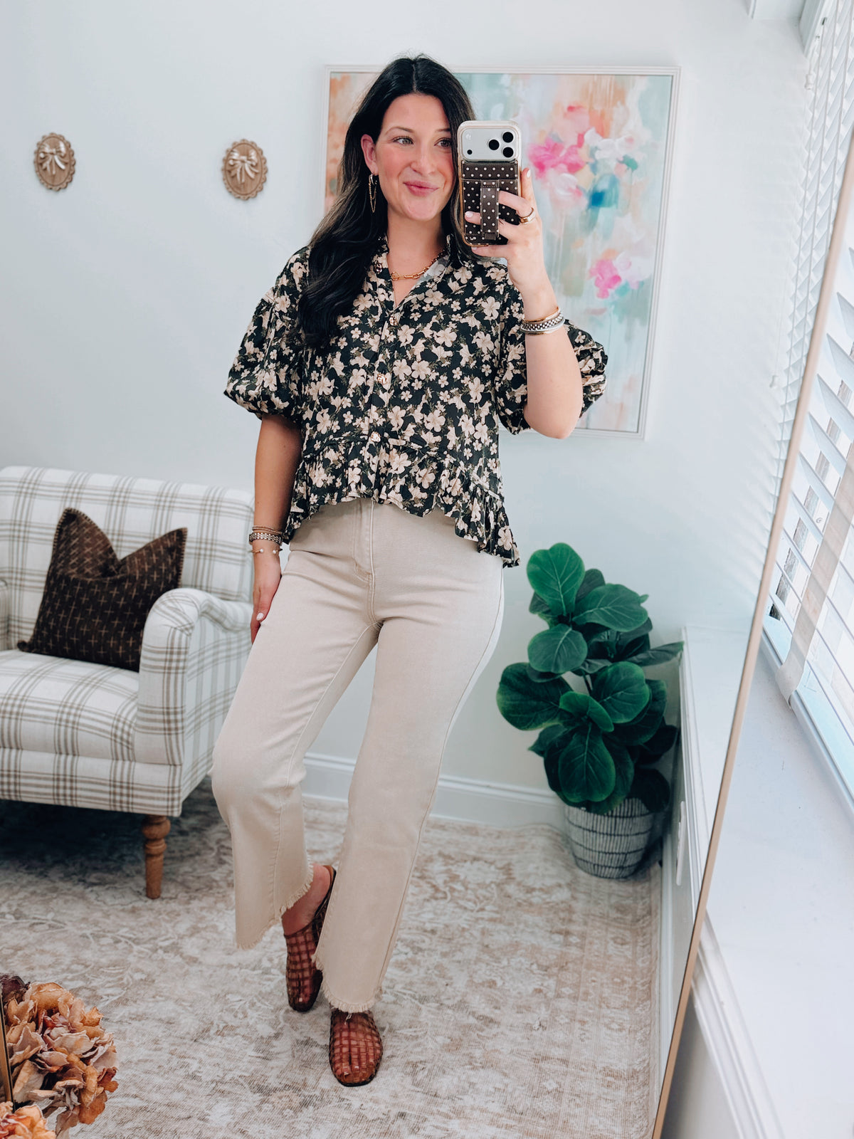 Harlow Black Floral Mix Top