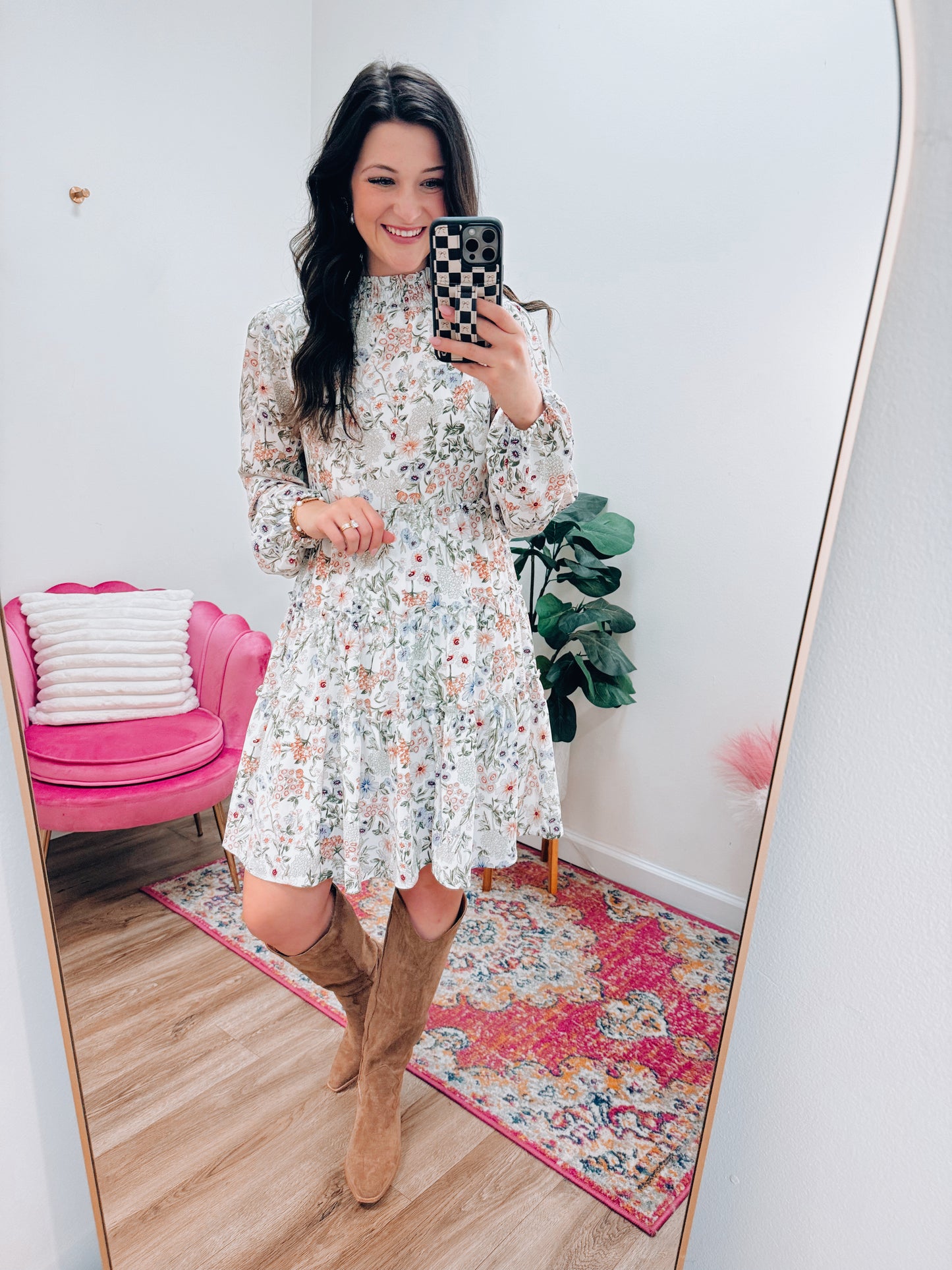 Jordan Floral Mock Neck Mini Dress