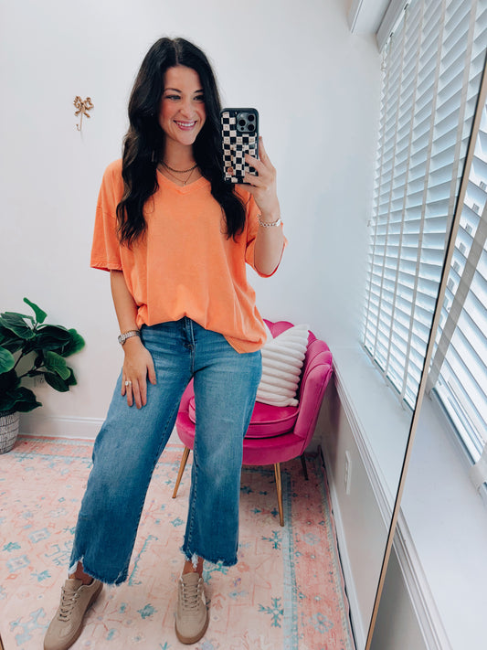 Cantaloupe V Mineral Wash Tee