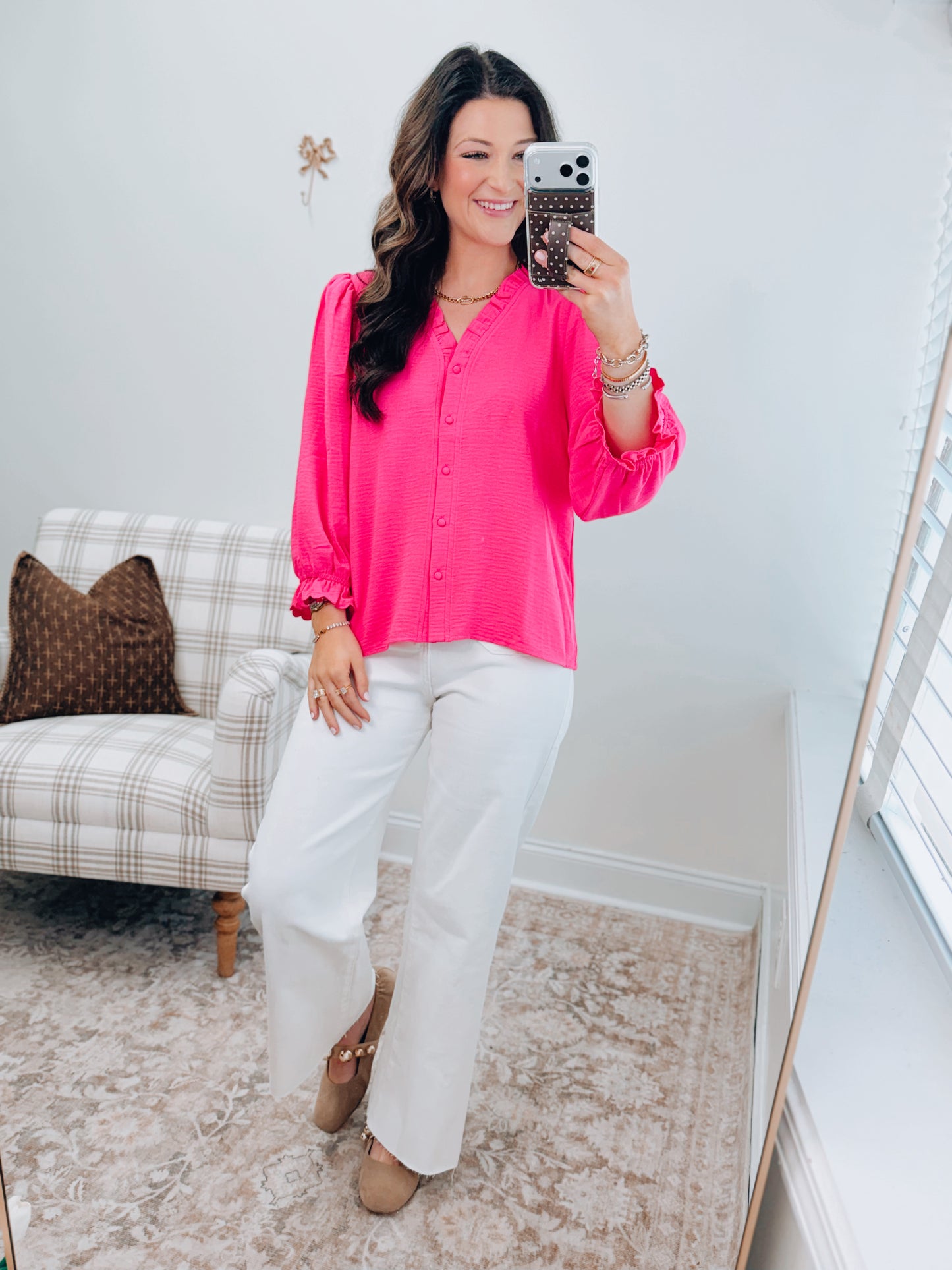 Indie Pink Ruffle Top