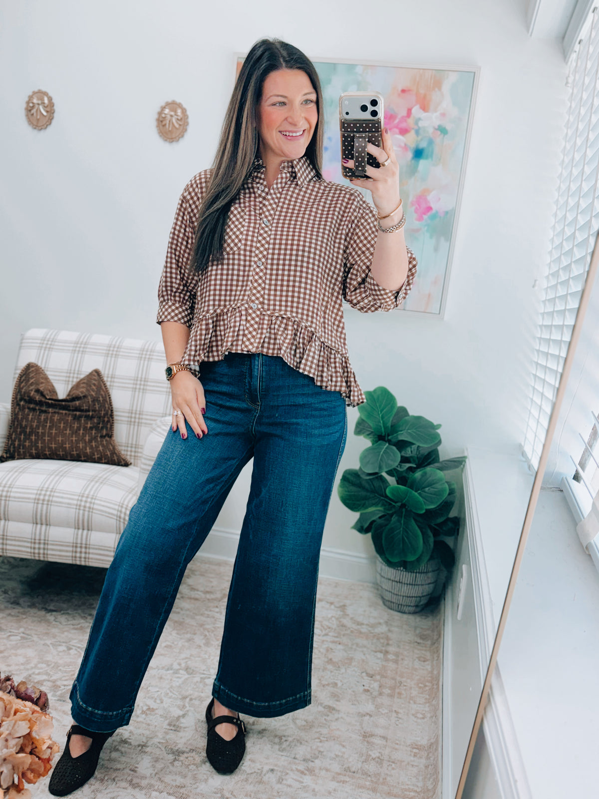 CURVY Gingham Harvest Babydoll Top