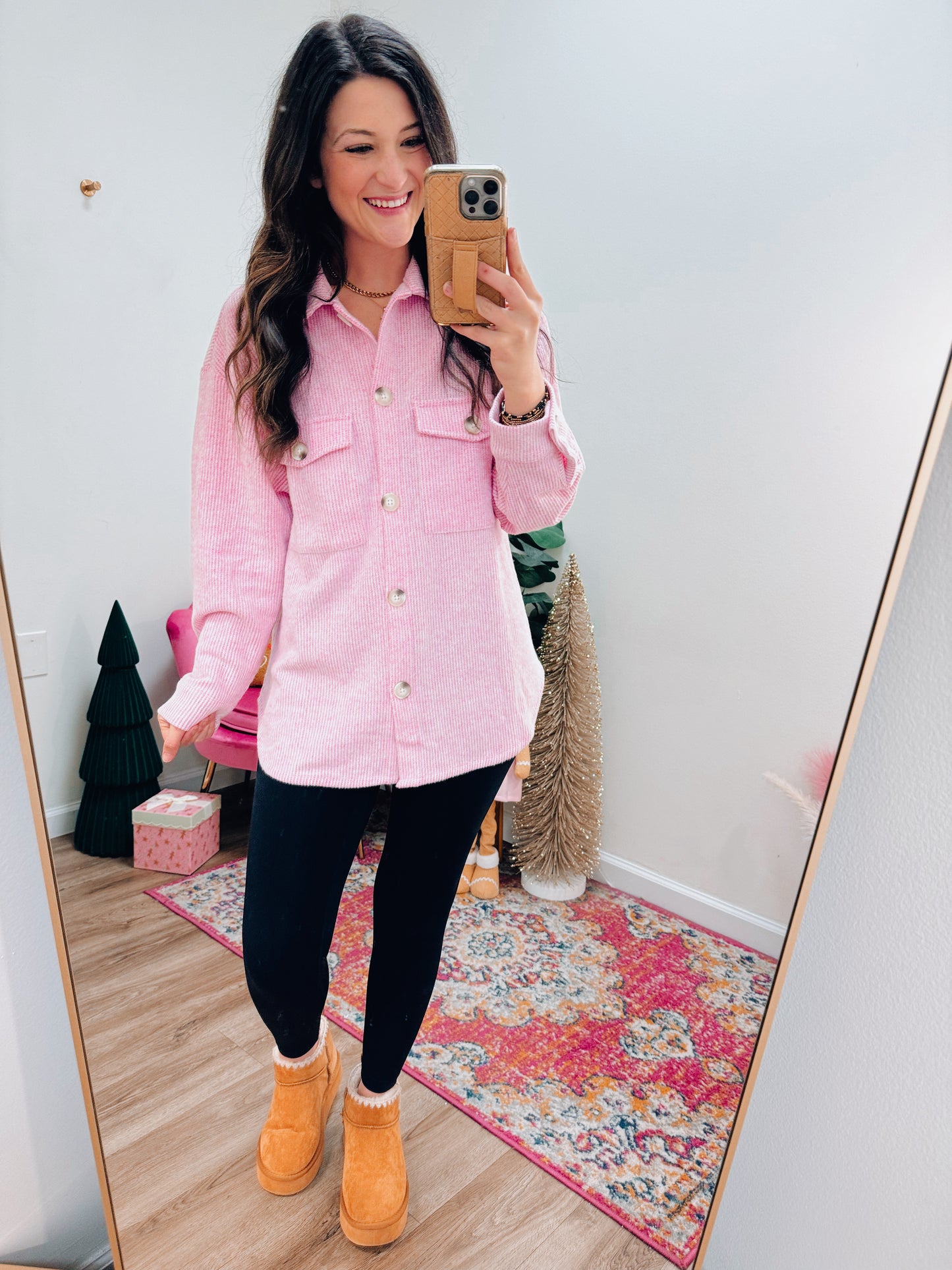 Pink Button Down Shacket