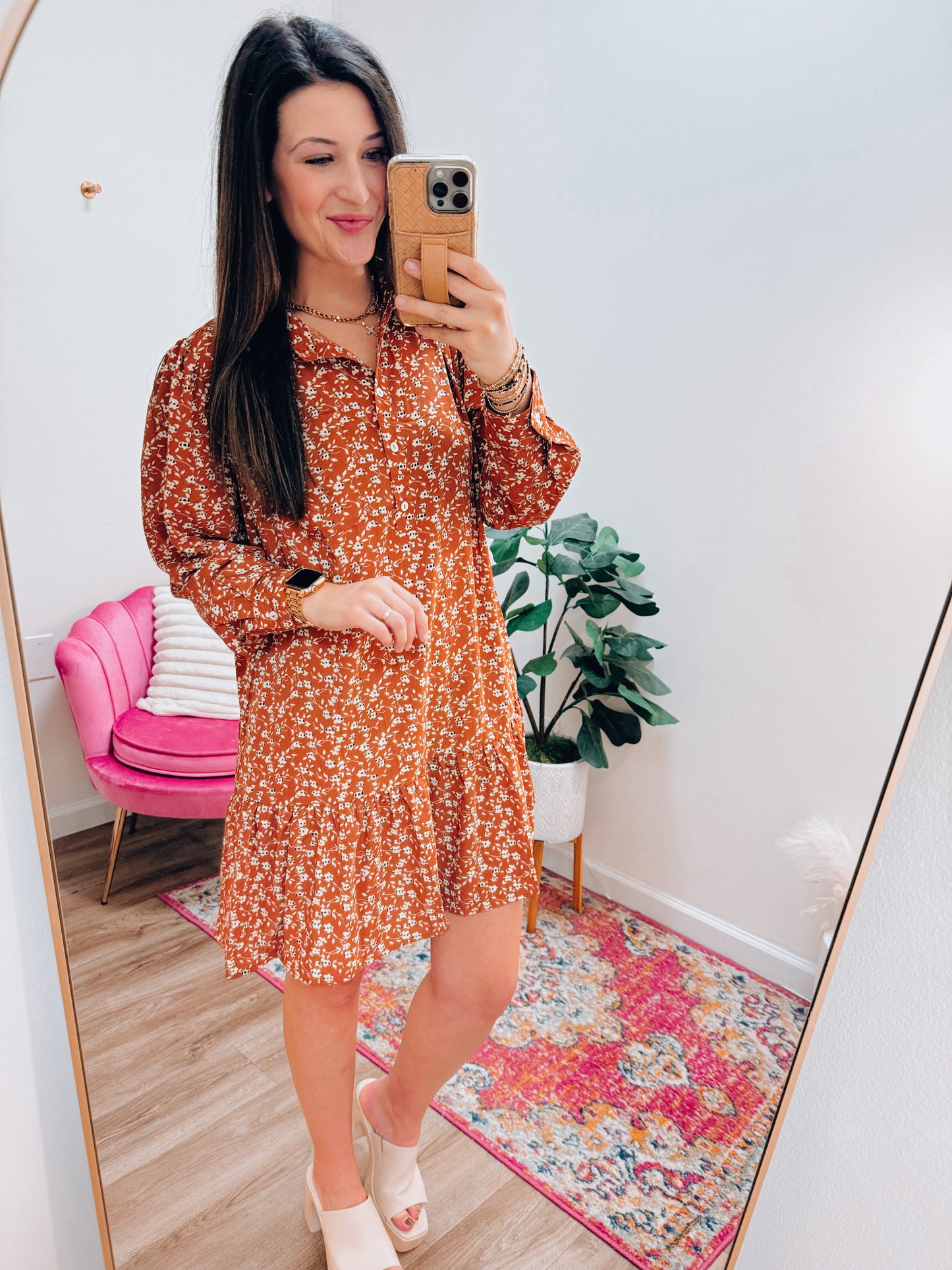 Cinnamon Floral Mix Mini Dress