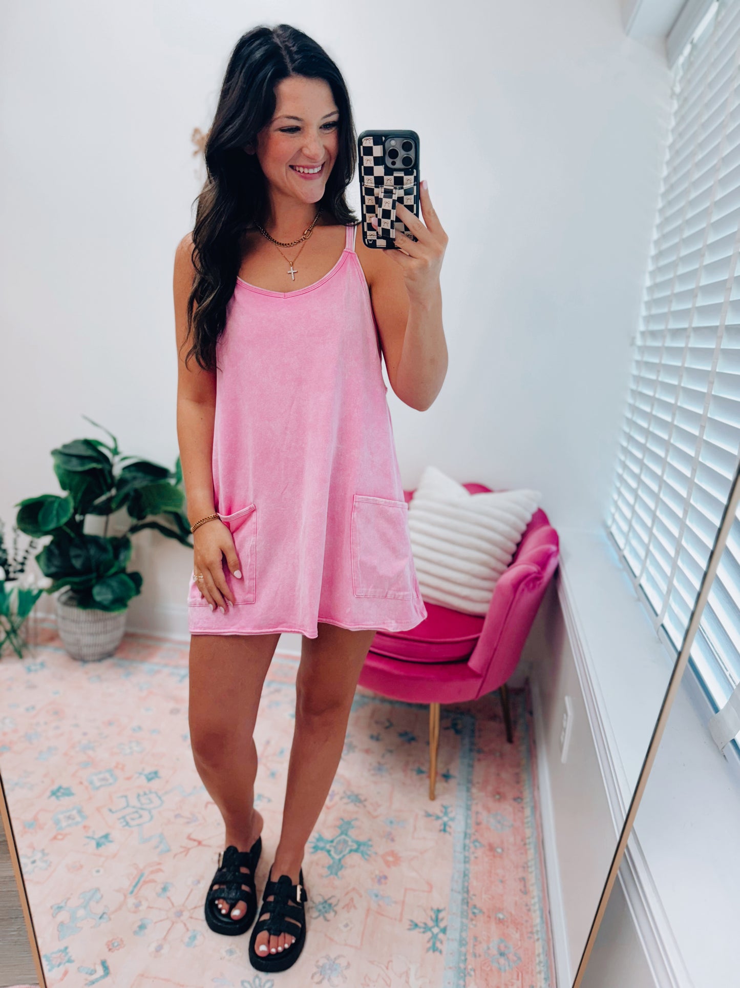 Emmie Mineral Pocket Tennis Dress Romper - Pink