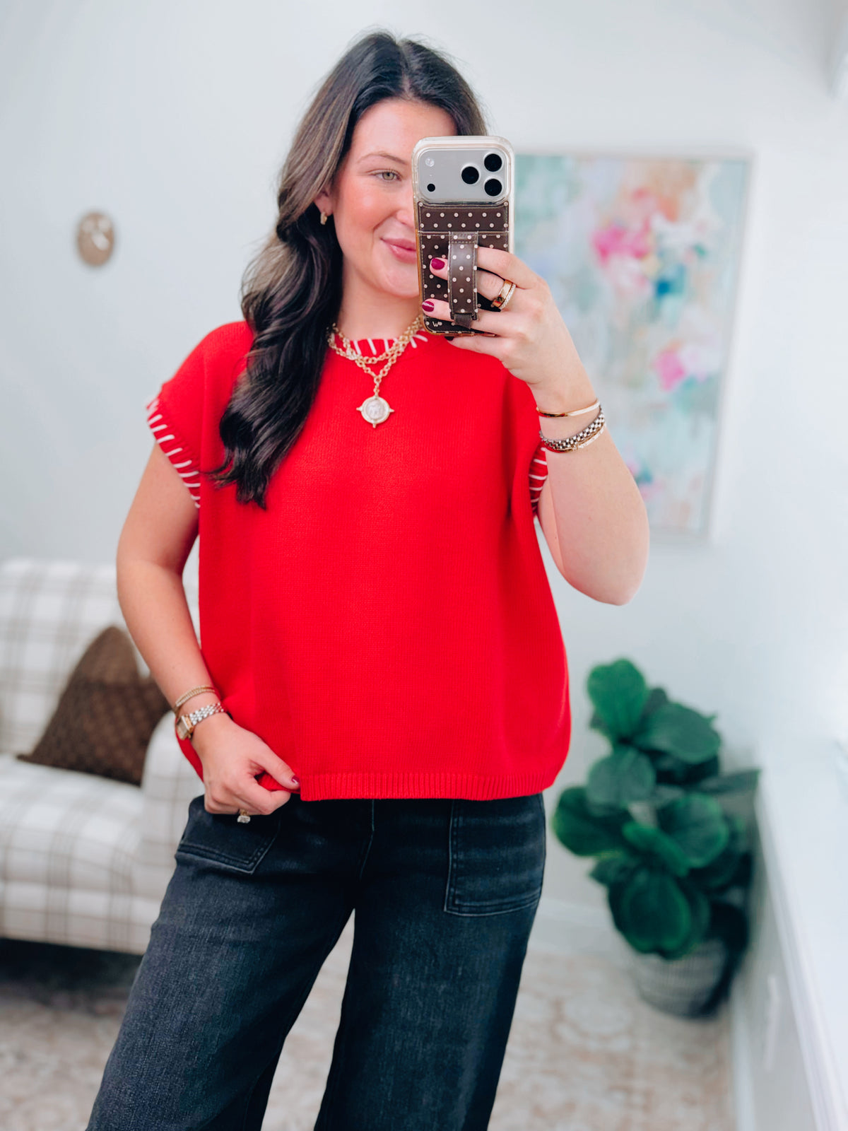 CURVY Ruby Stitched Knit Top