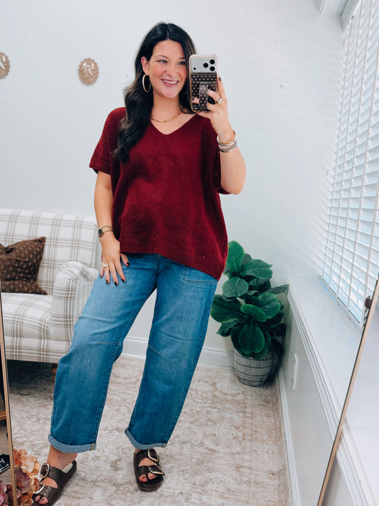 Cabernet V-Neck Sweater Top