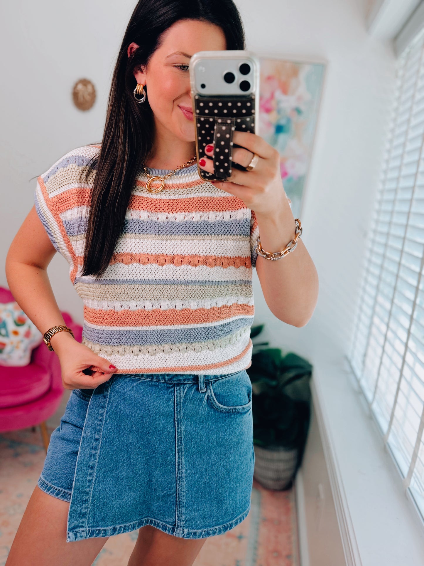 Easy Breeze Striped Crochet Top