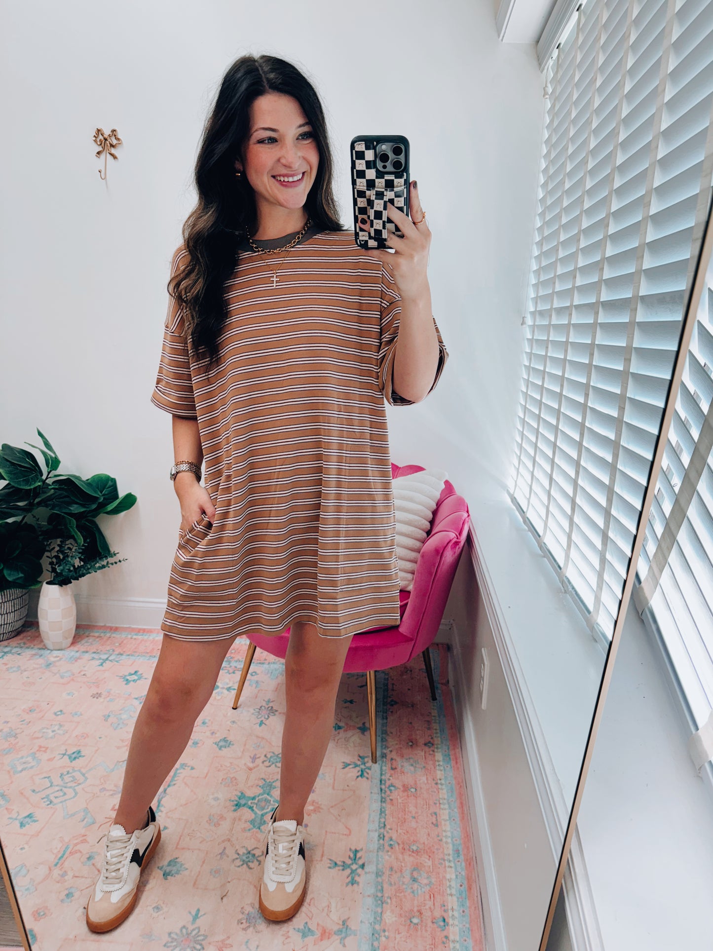 Stripe Knit Oversized Tee Dress