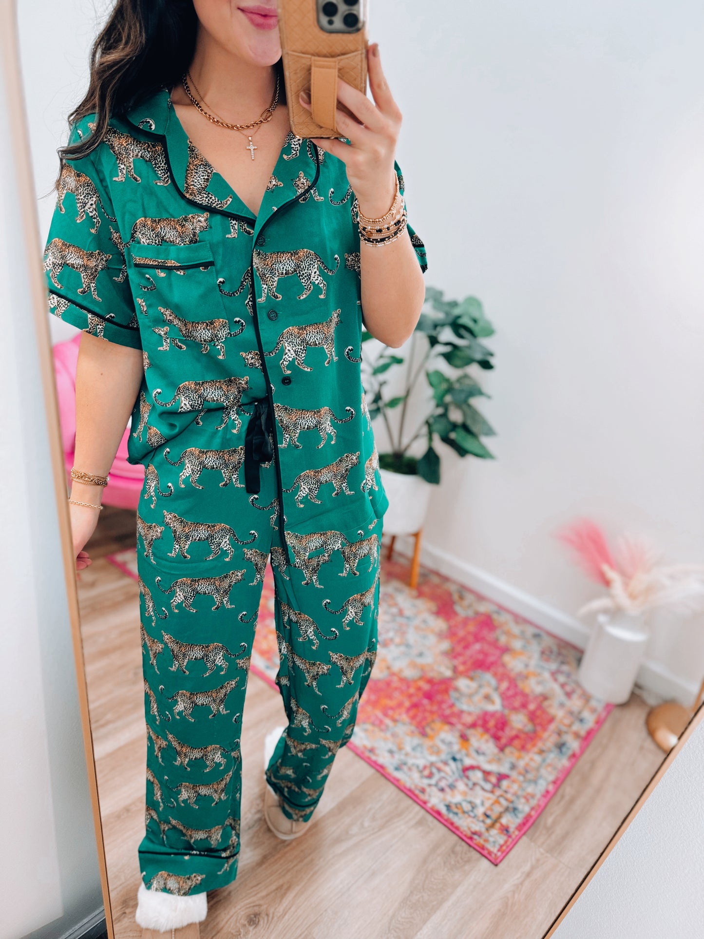 Calling Leopards Satin Pj Set