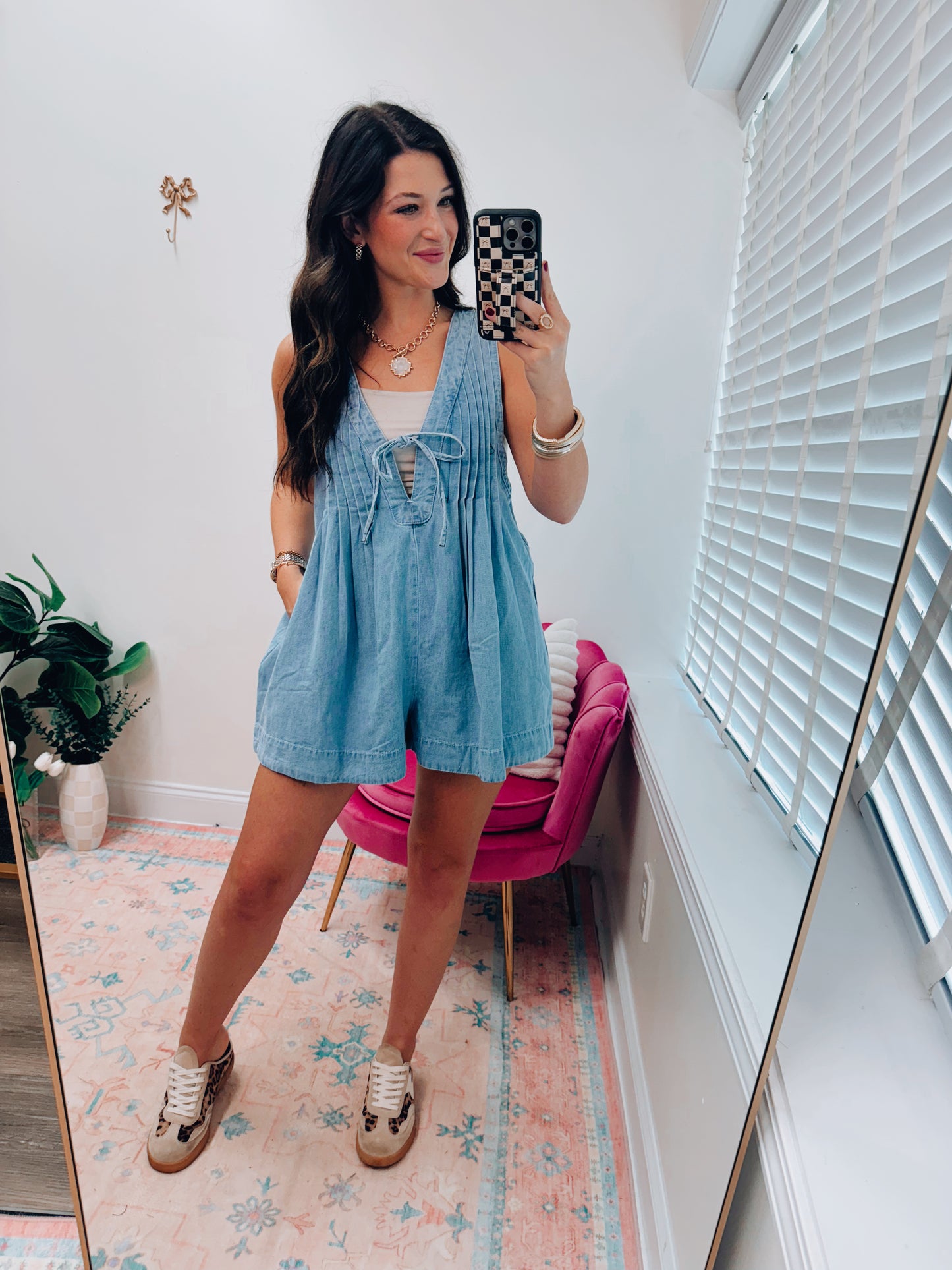 Camden Pleated Denim Romper