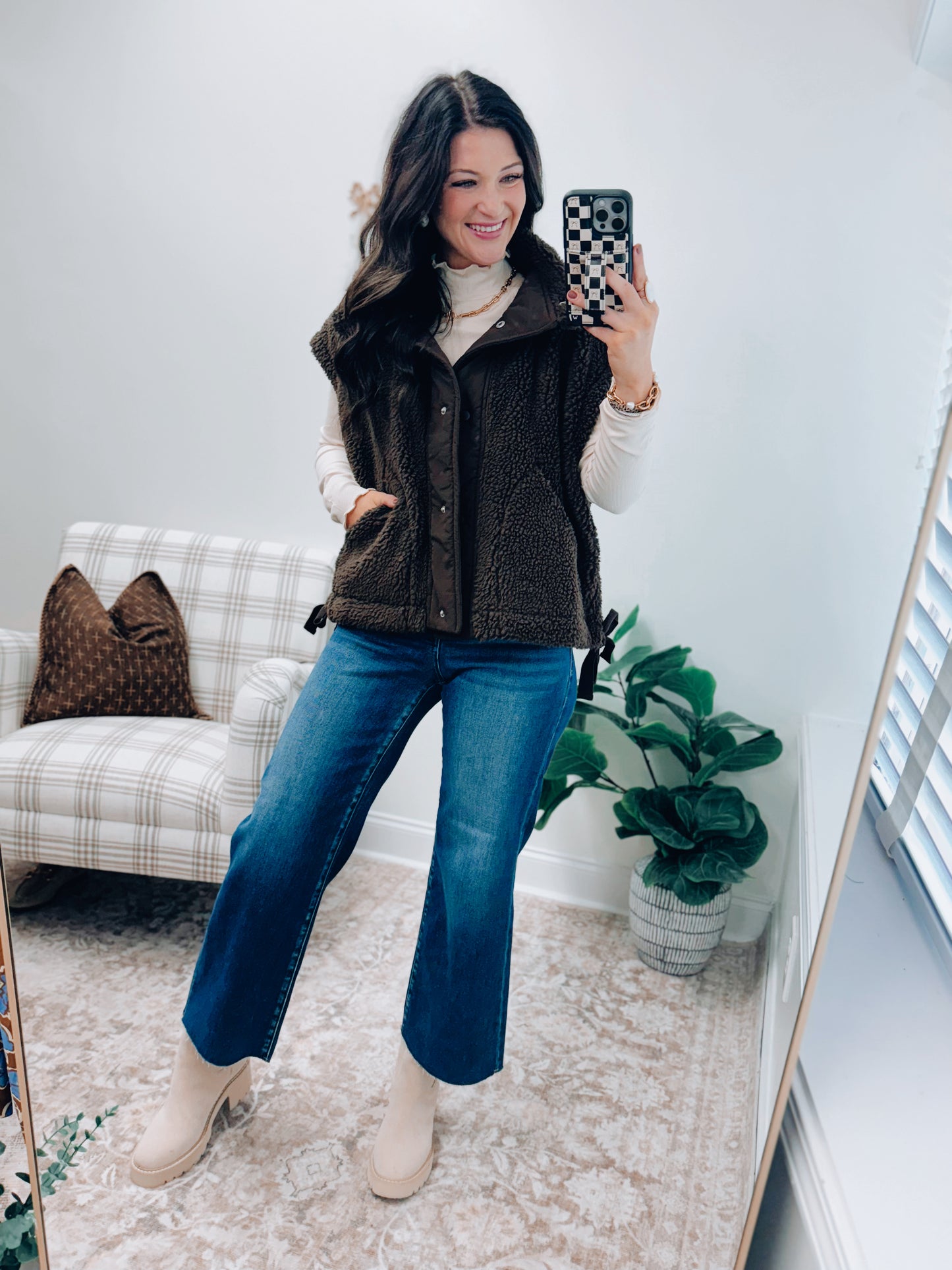 Teddy Sherpa Vest - Chocolate