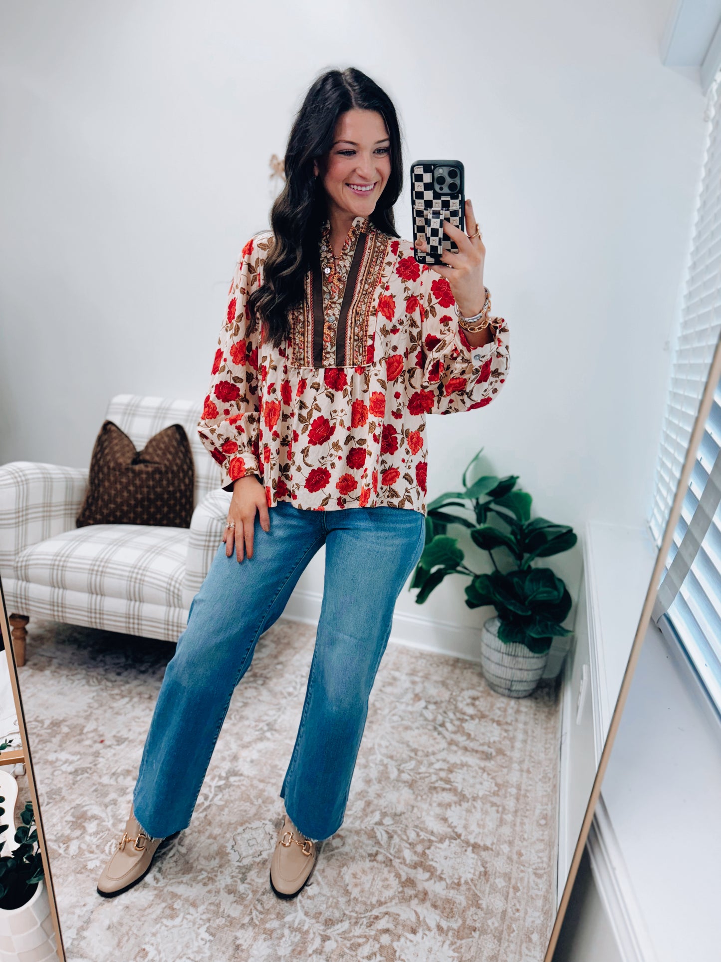 Ecru Mix Pleated Top