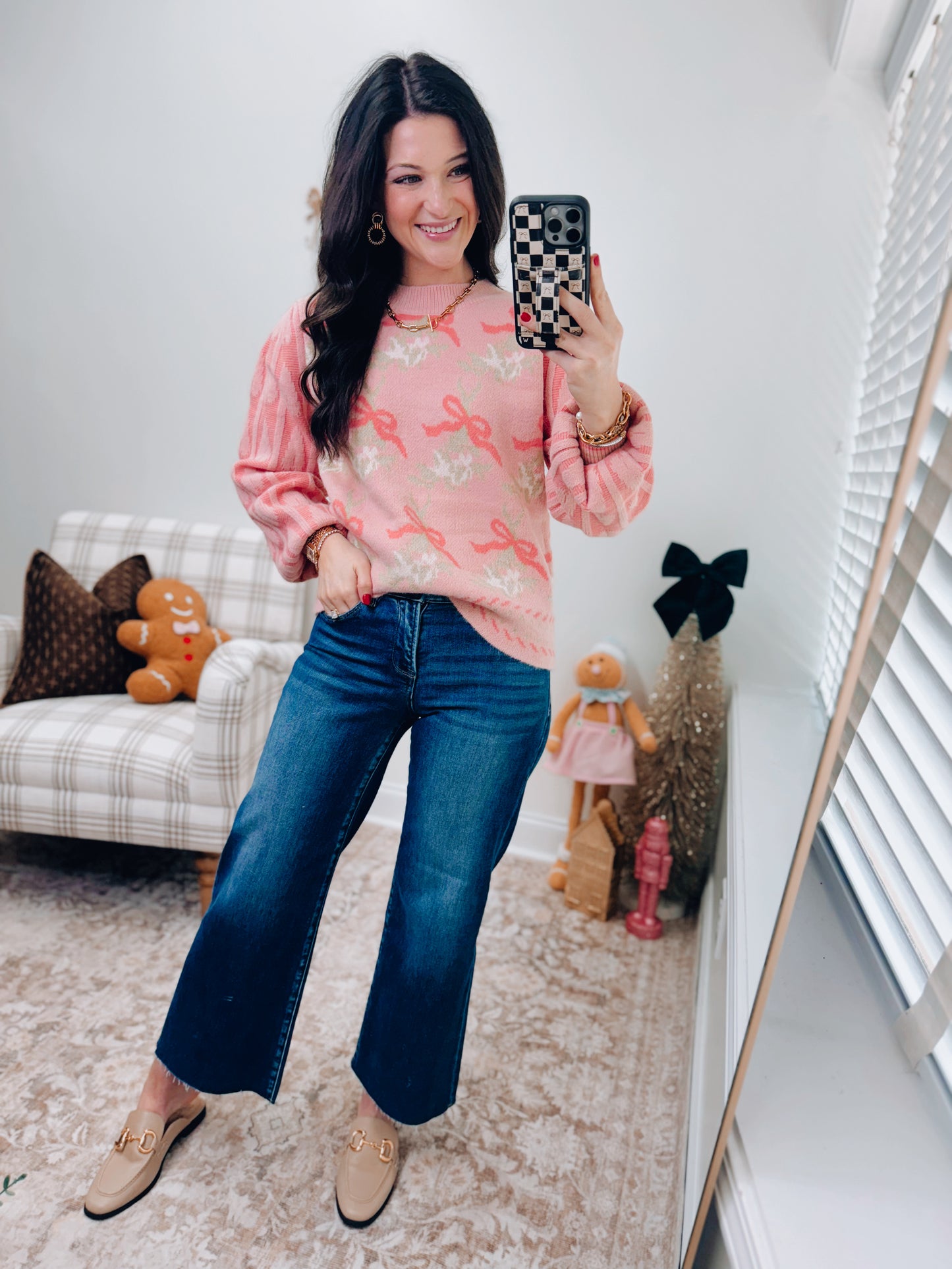 Ribbon Christmas Tree Sleeve Sweater