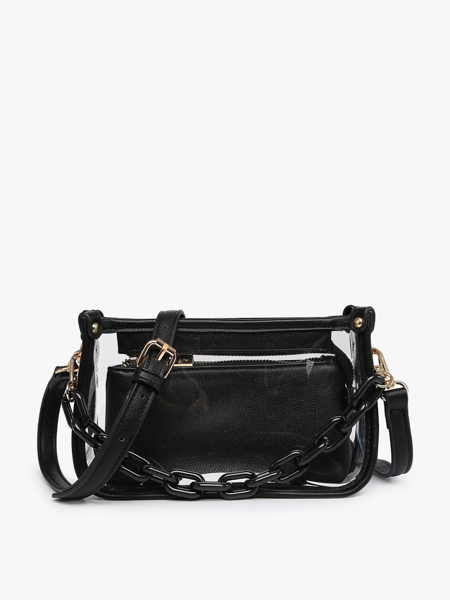 Jessica Stadium Clear Crossbody Bag | Black