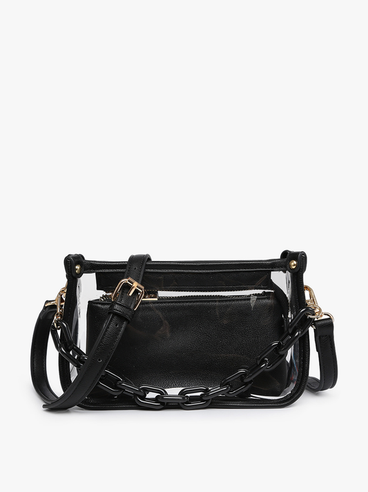 Jessica Stadium Clear Crossbody Bag | Black