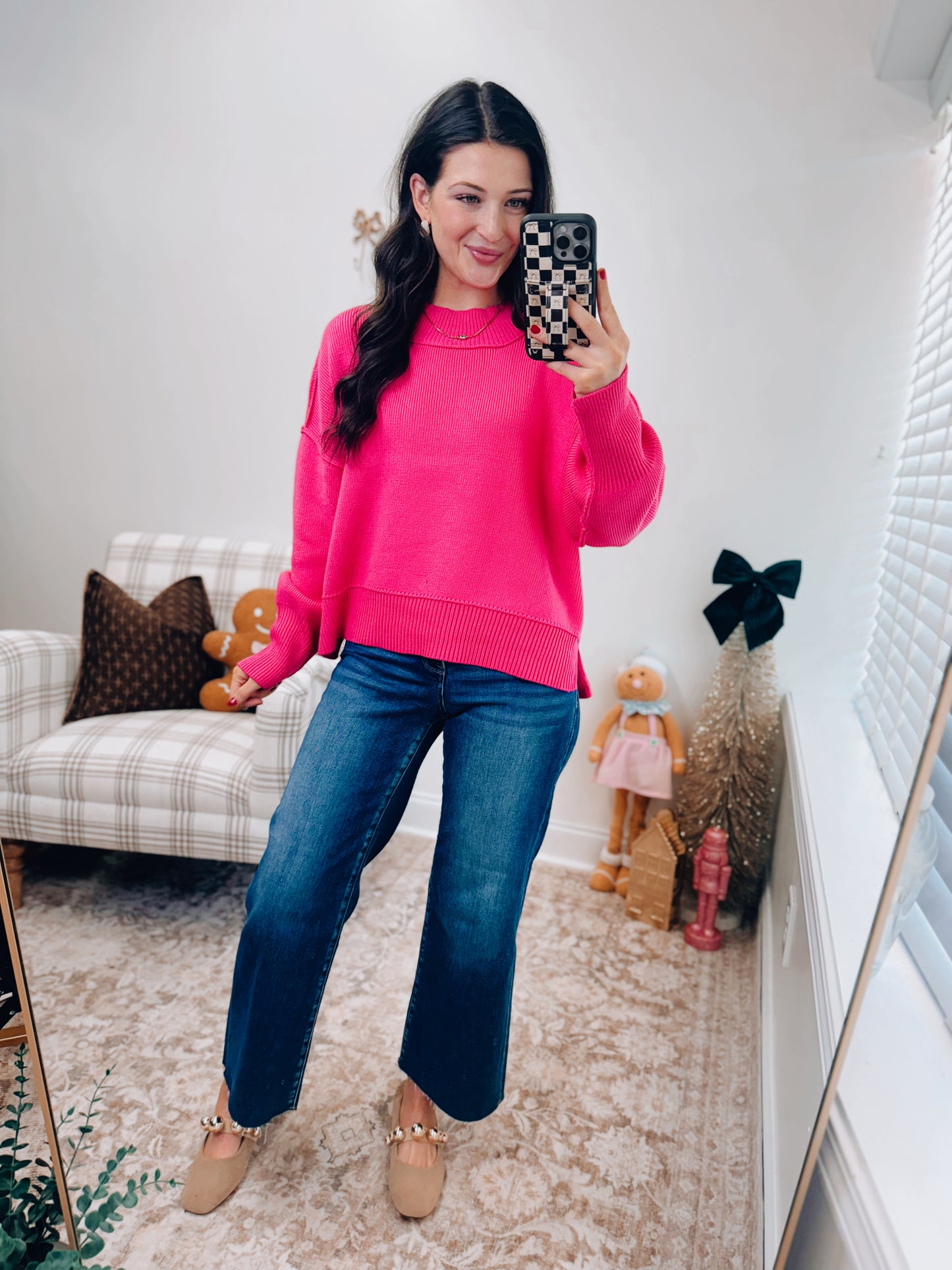 Mercer Mock Neck Ribbed Sweater - Pink