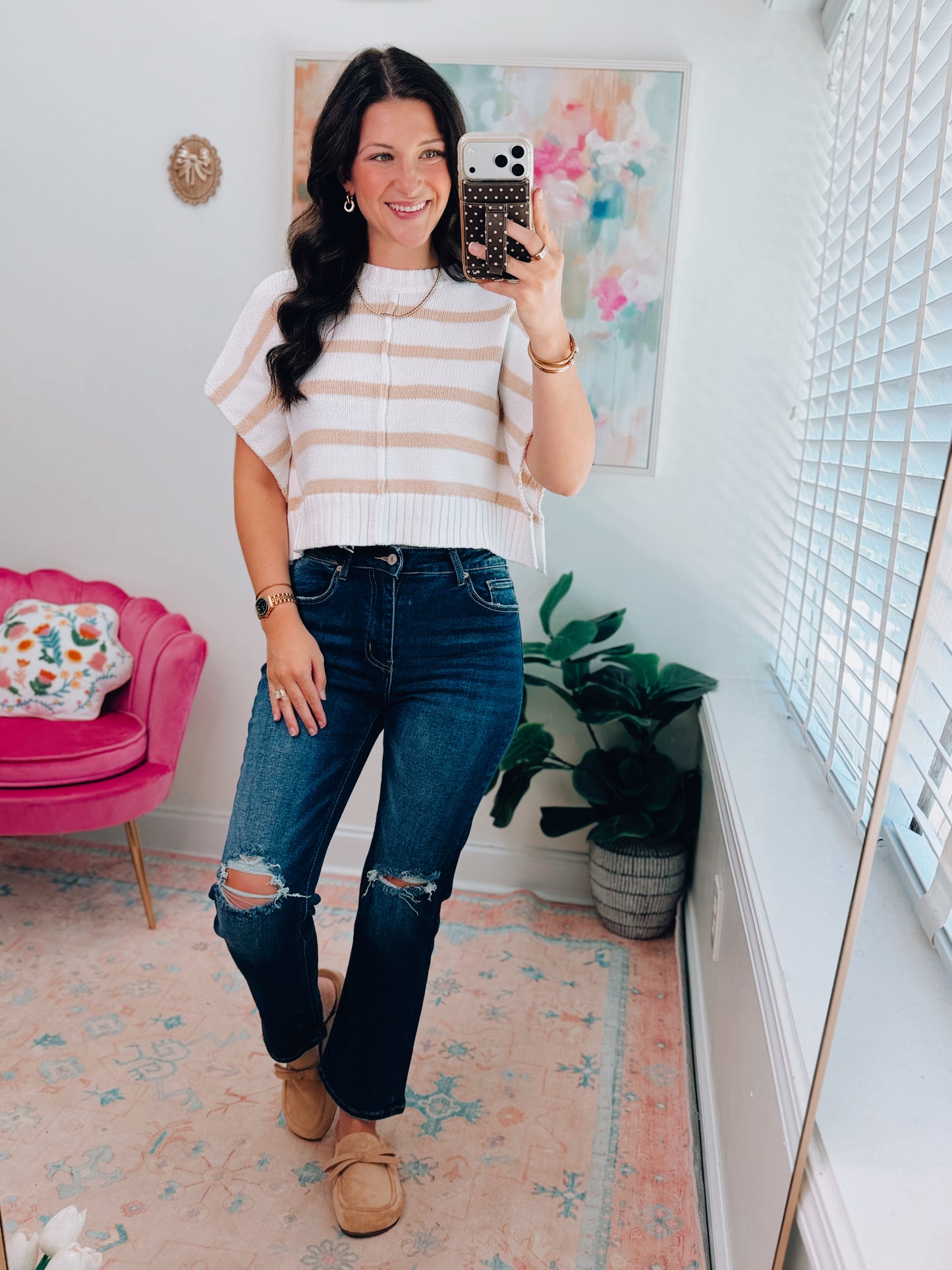 Striped Knit Sweater Top