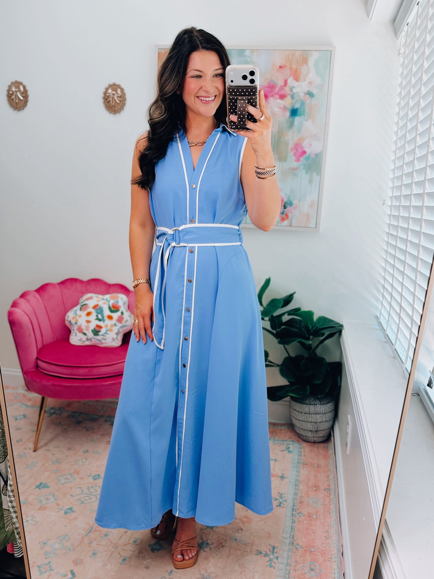 Liberty Poppi Blue Button Midi Dress