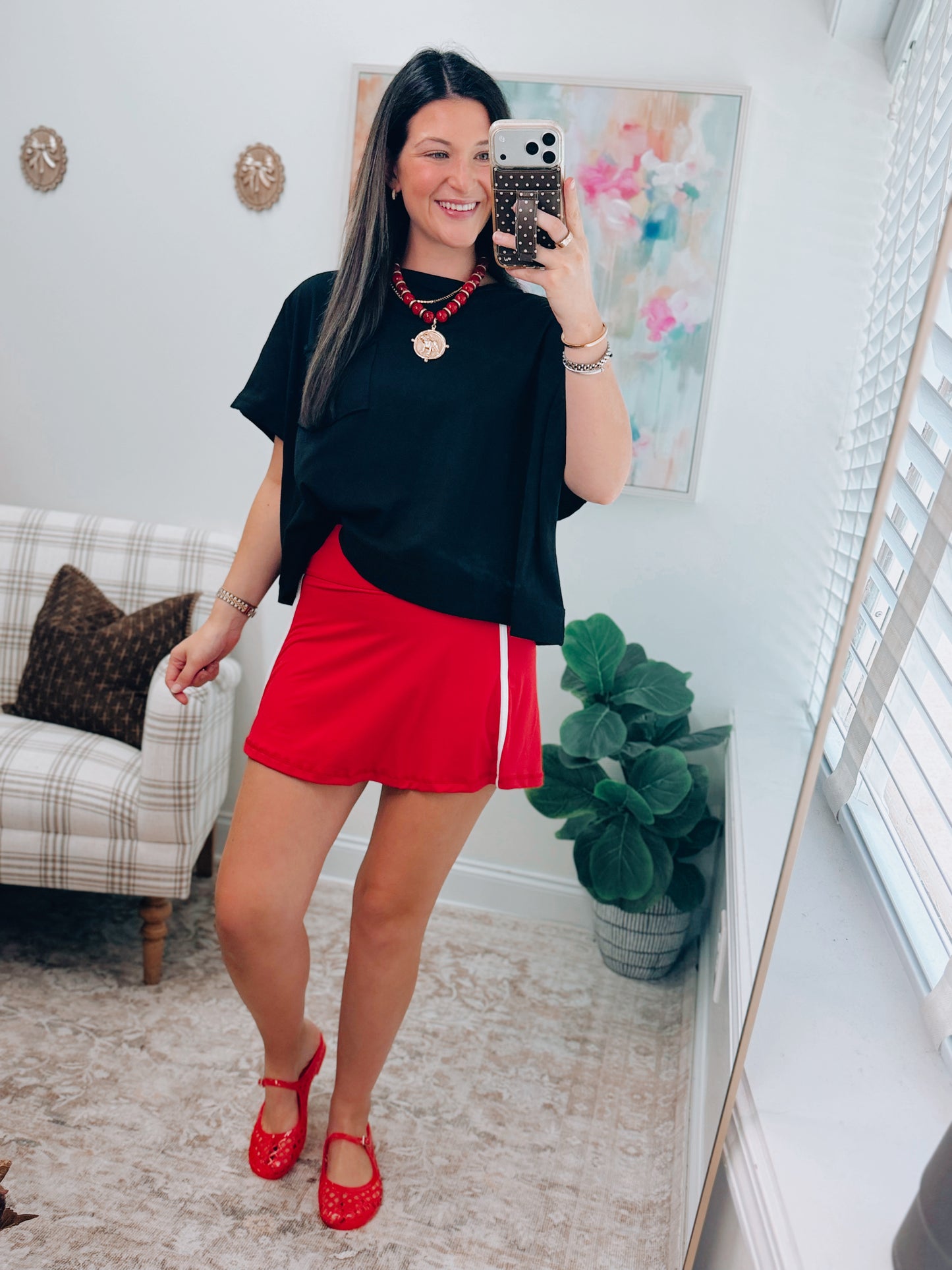 Active Stripe Butter Skort - Red