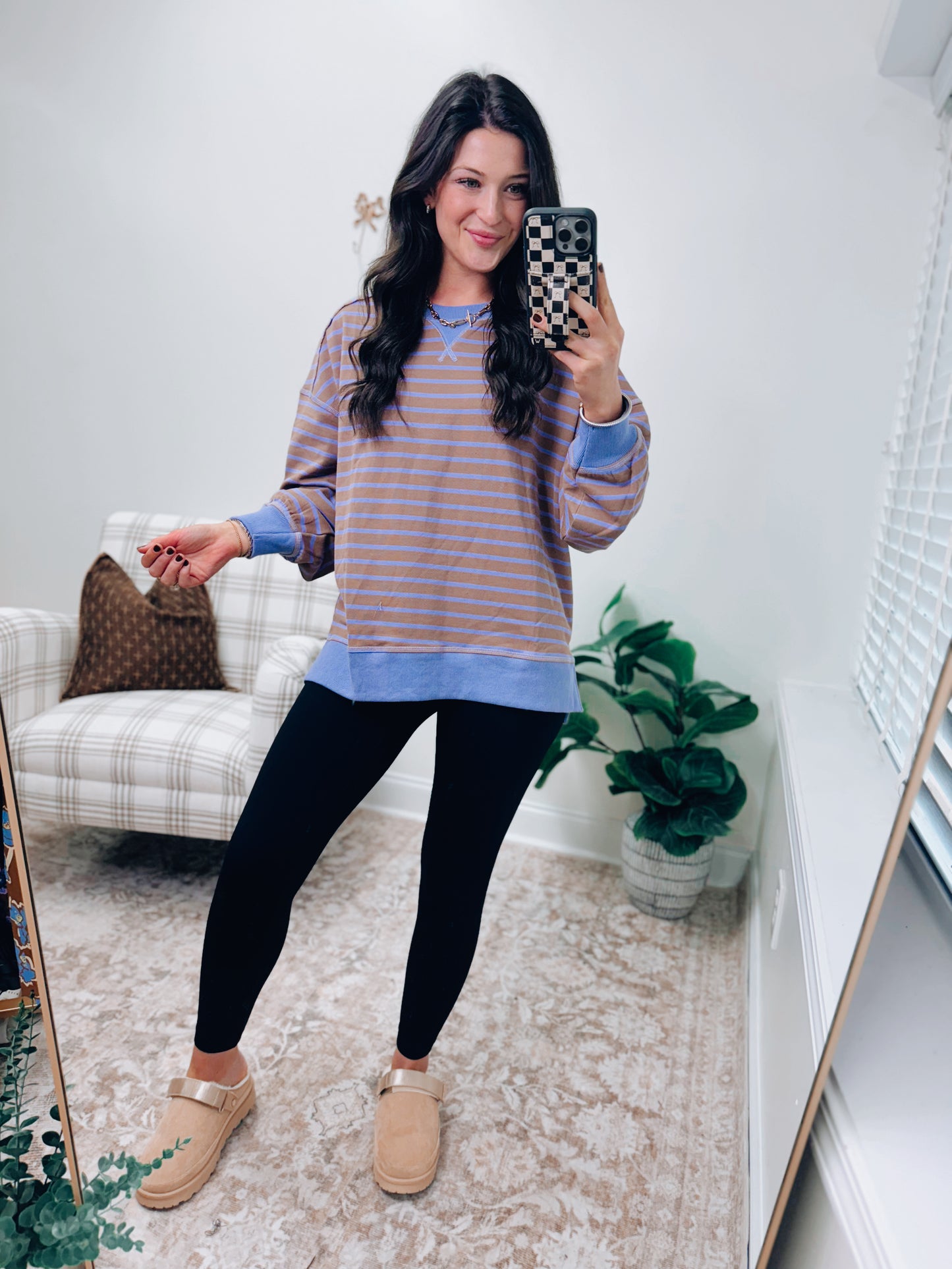 DOORBUSTER Comfy Casual Stripe Pullover - Mocha