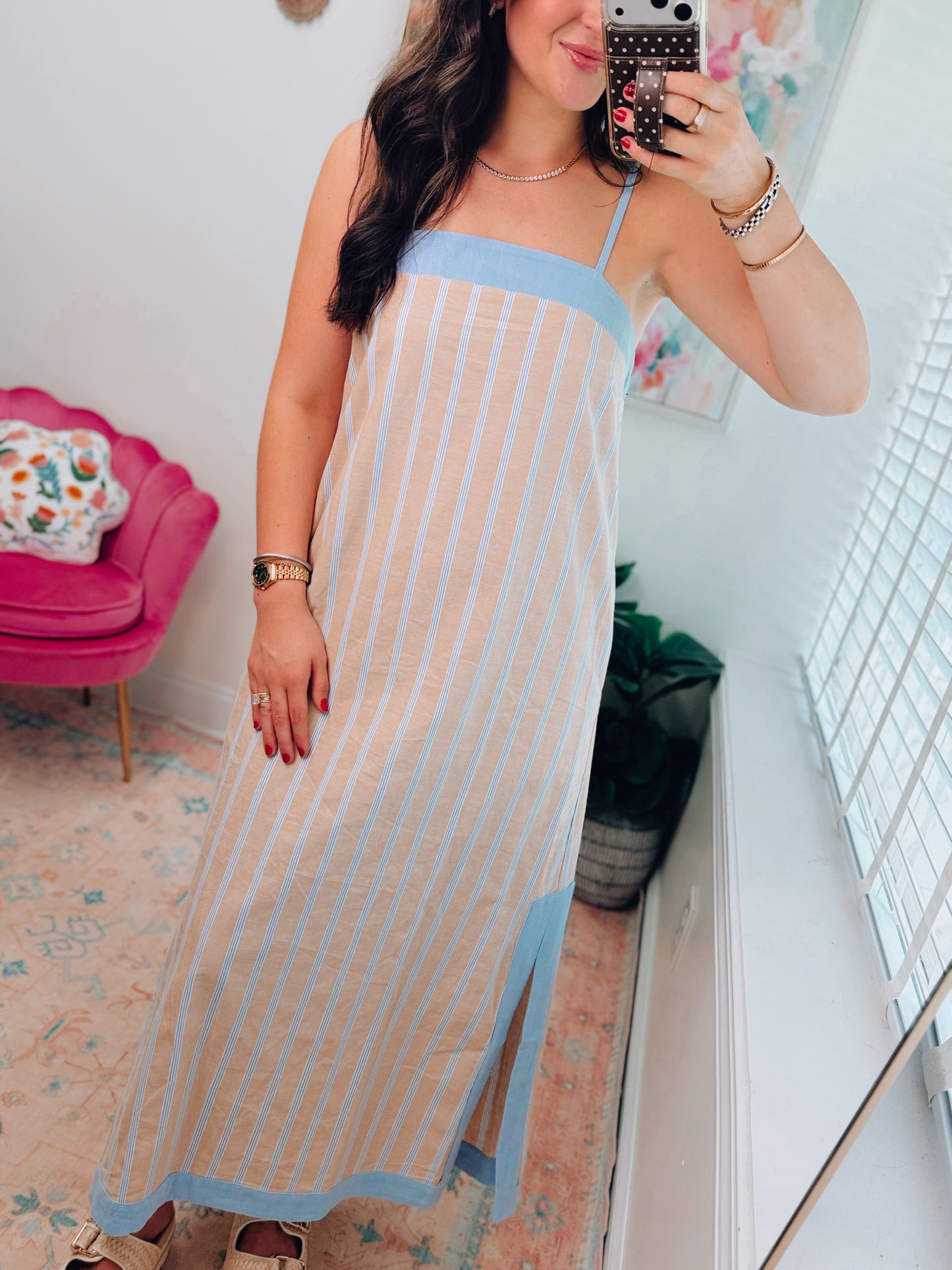 Sandy Shores Striped Midi Dress