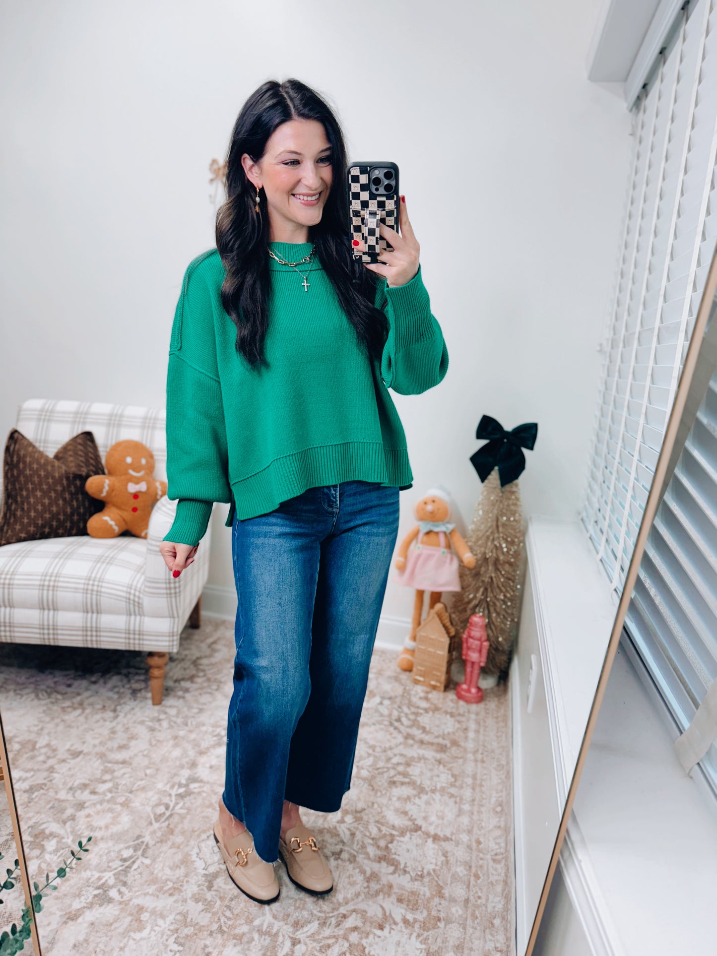 Mercer Mock Neck Ribbed Sweater - Green