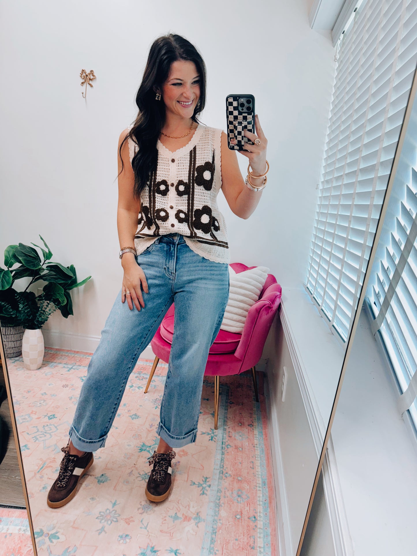 Greer Crochet Floral Sweater Vest