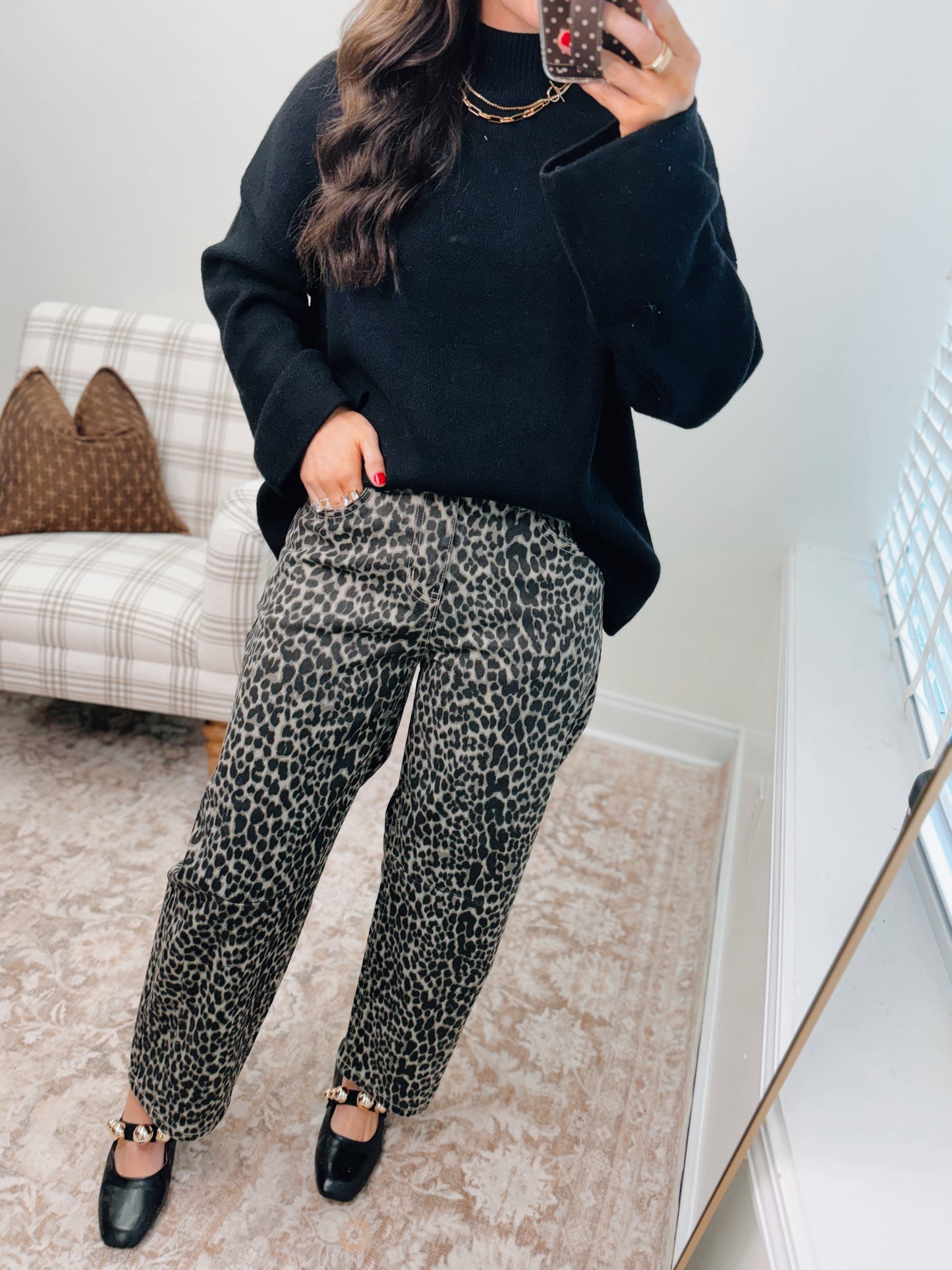 Lenora Leopard Barrel Denim
